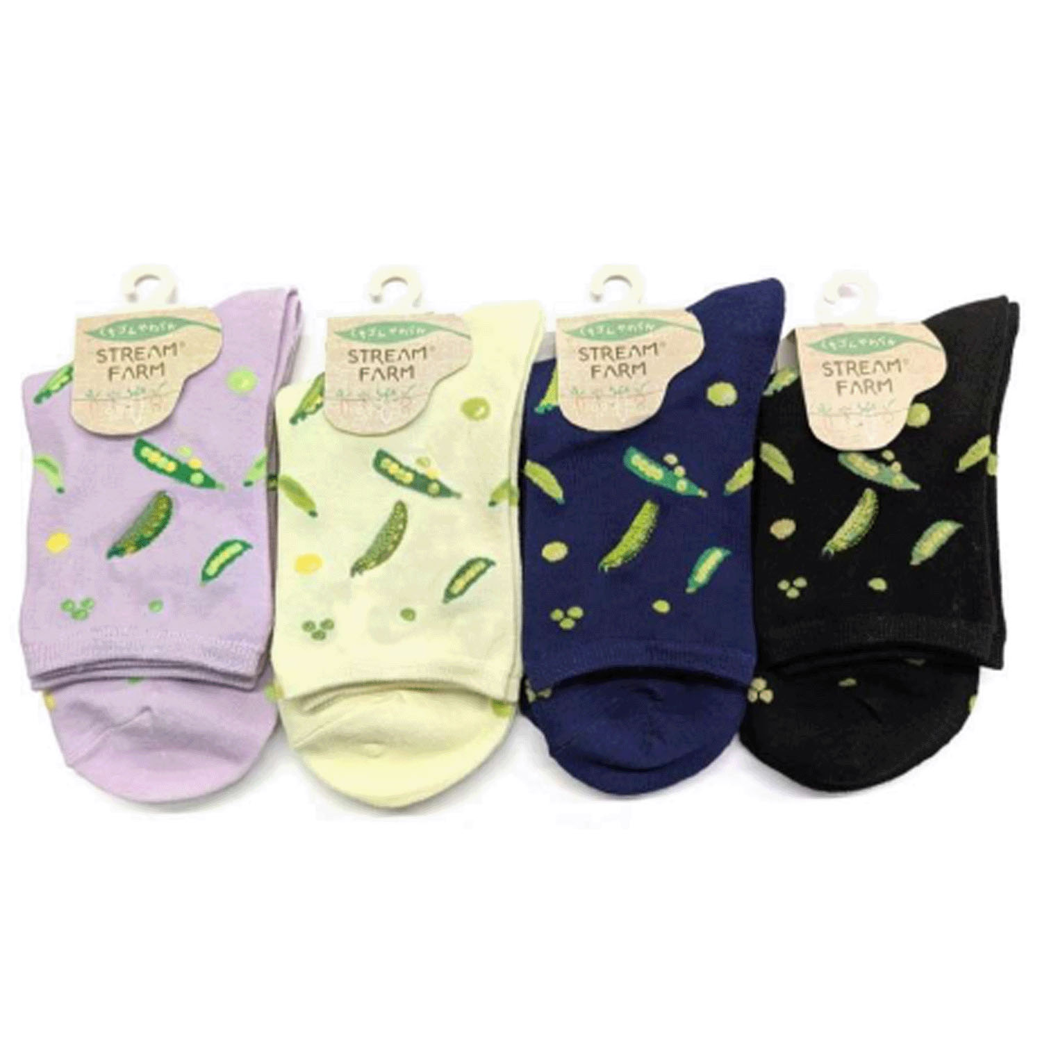 STREAM  スナップエンドウ 部分刺しゅう  クルー丈 靴下