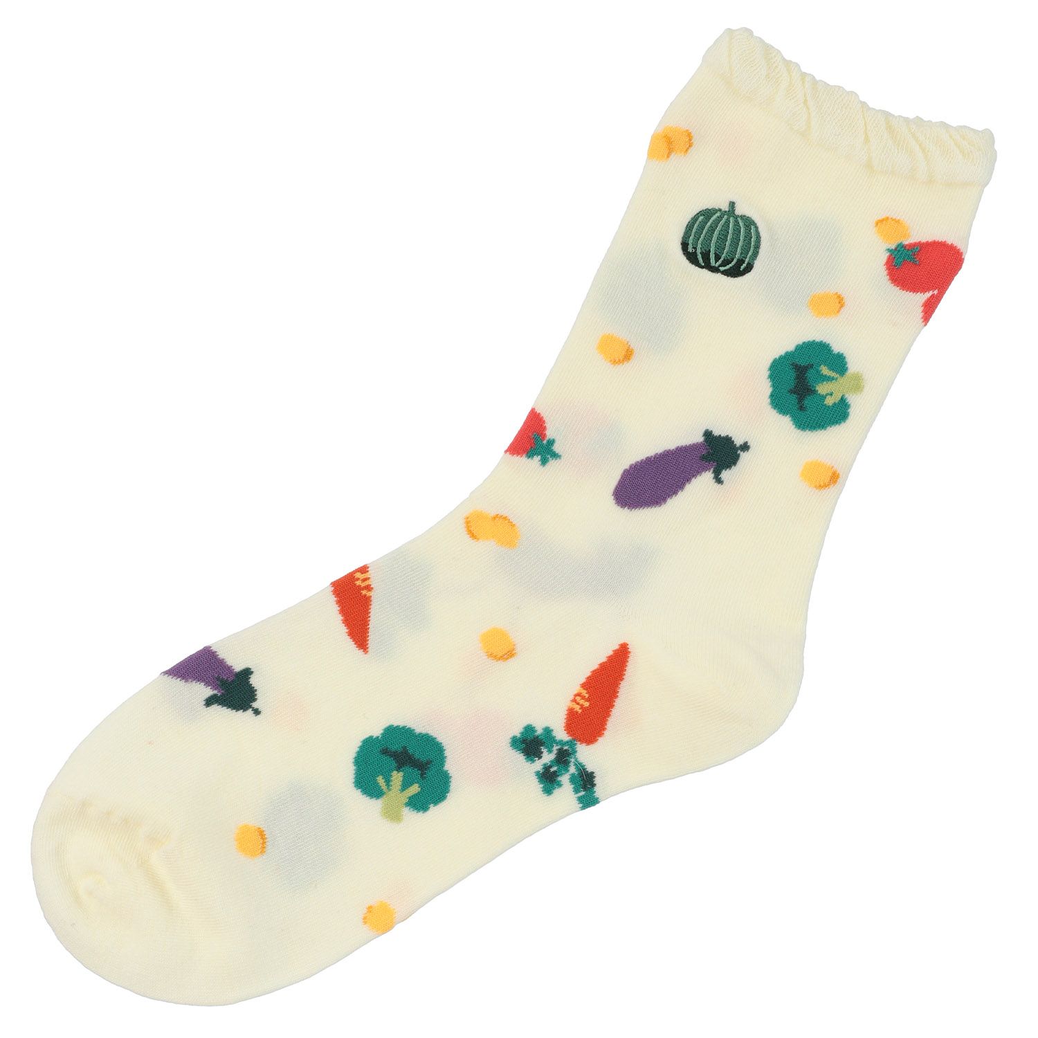 STREAM   いろんなお野菜部分刺繍 クルー丈 靴下 - 画像4
