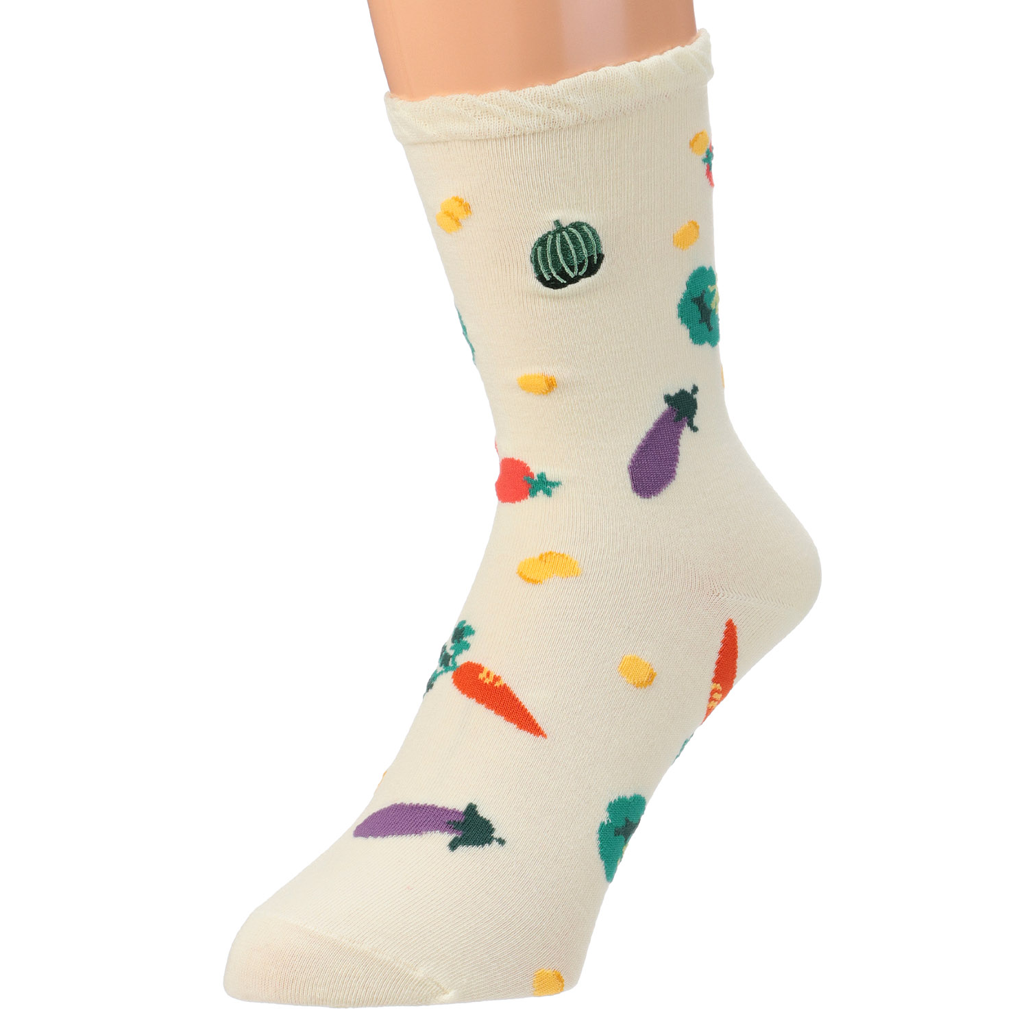 STREAM   いろんなお野菜部分刺繍 クルー丈 靴下 - 画像5