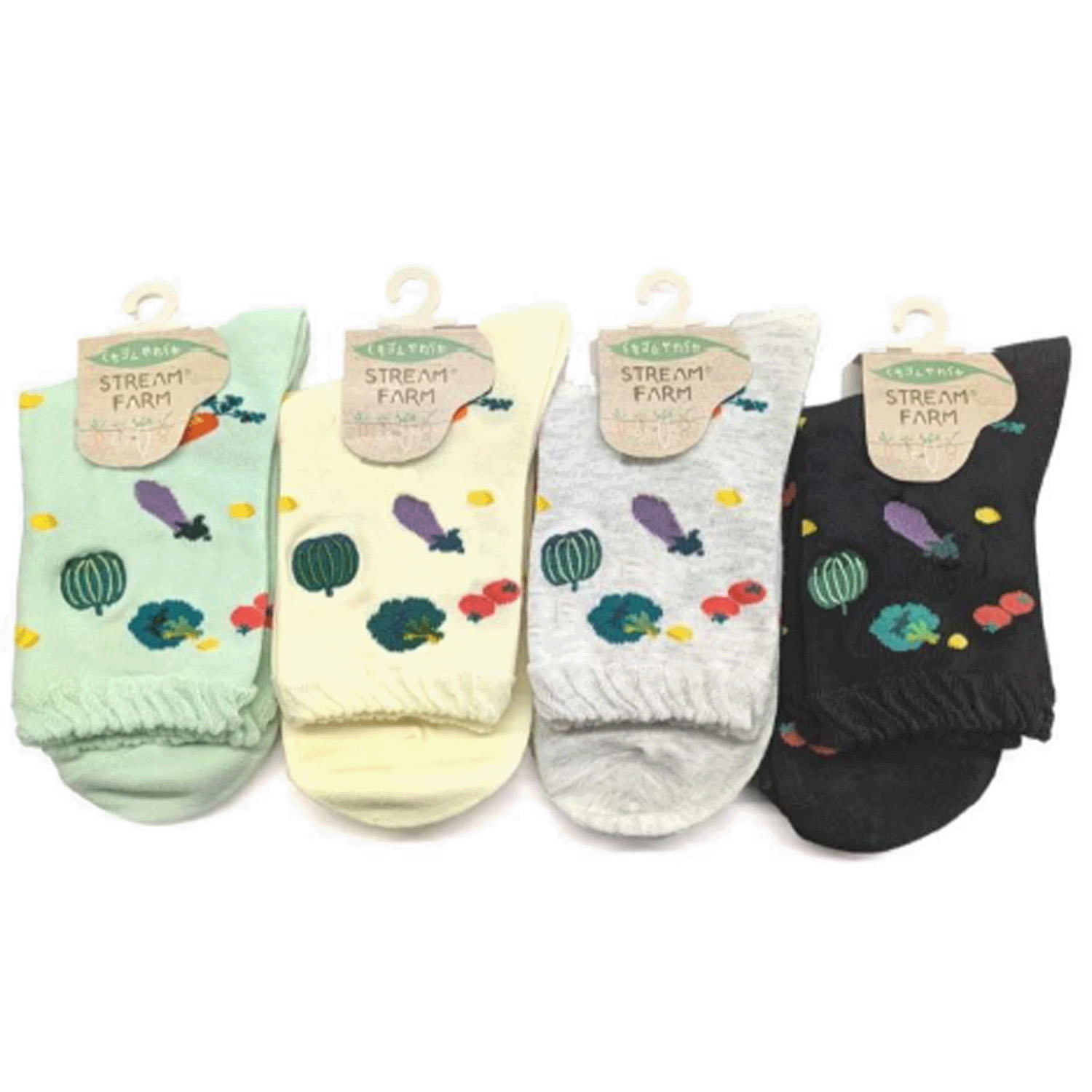 STREAM   いろんなお野菜部分刺繍 クルー丈 靴下 - 画像1