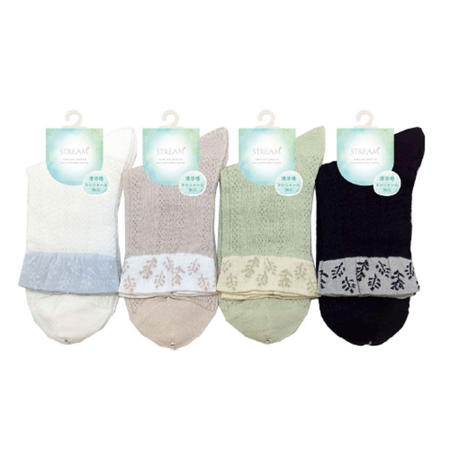 STREAM   キシリトール加工  トップ気の実柄 ロークルー 靴下 - 画像1