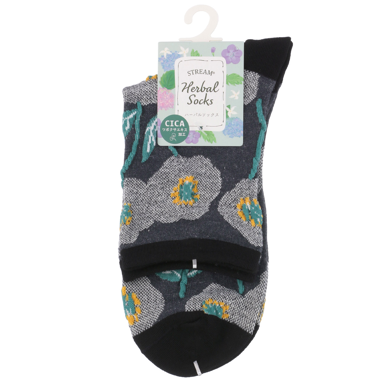 STREAM  ハーバルソックス 大きなお花 ロークルー 靴下 - 画像3