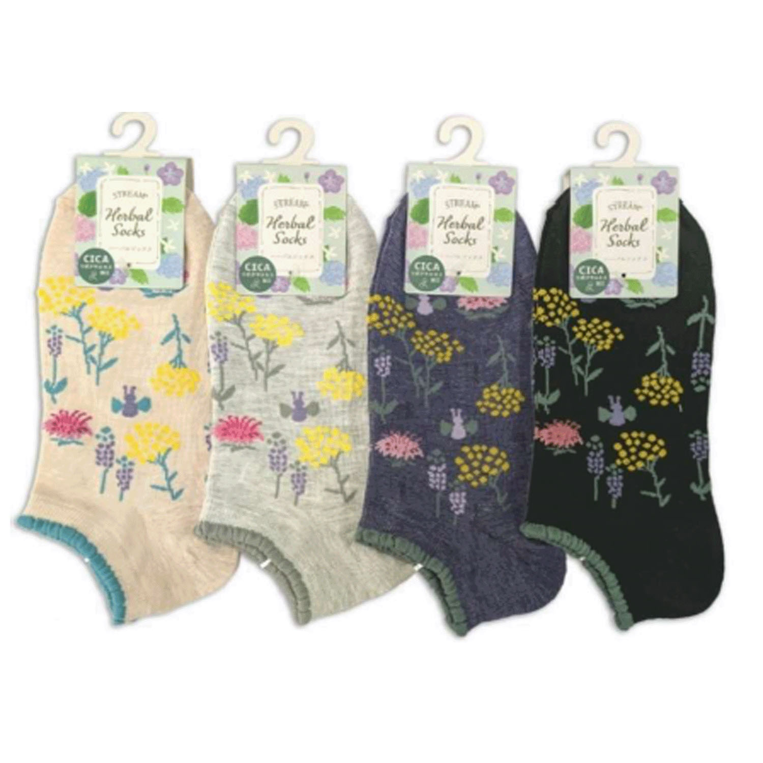 STREAM  ハーバルソックス 植物とチョウチョウ スニーカー丈  靴下