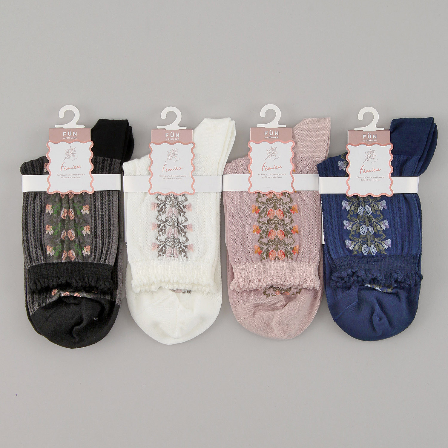 fukuske FUN  花柄  クルー丈 靴下【在庫限り】