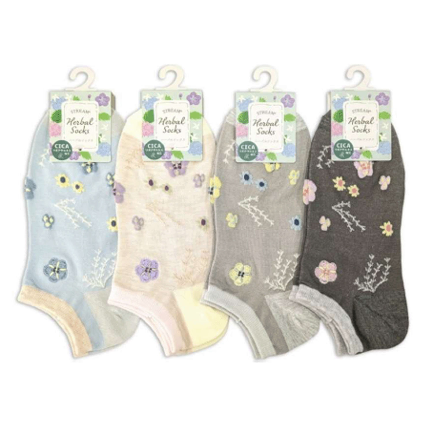STREAM  ハーバルソックス お花と葉っぱフロート スニーカー丈  靴下