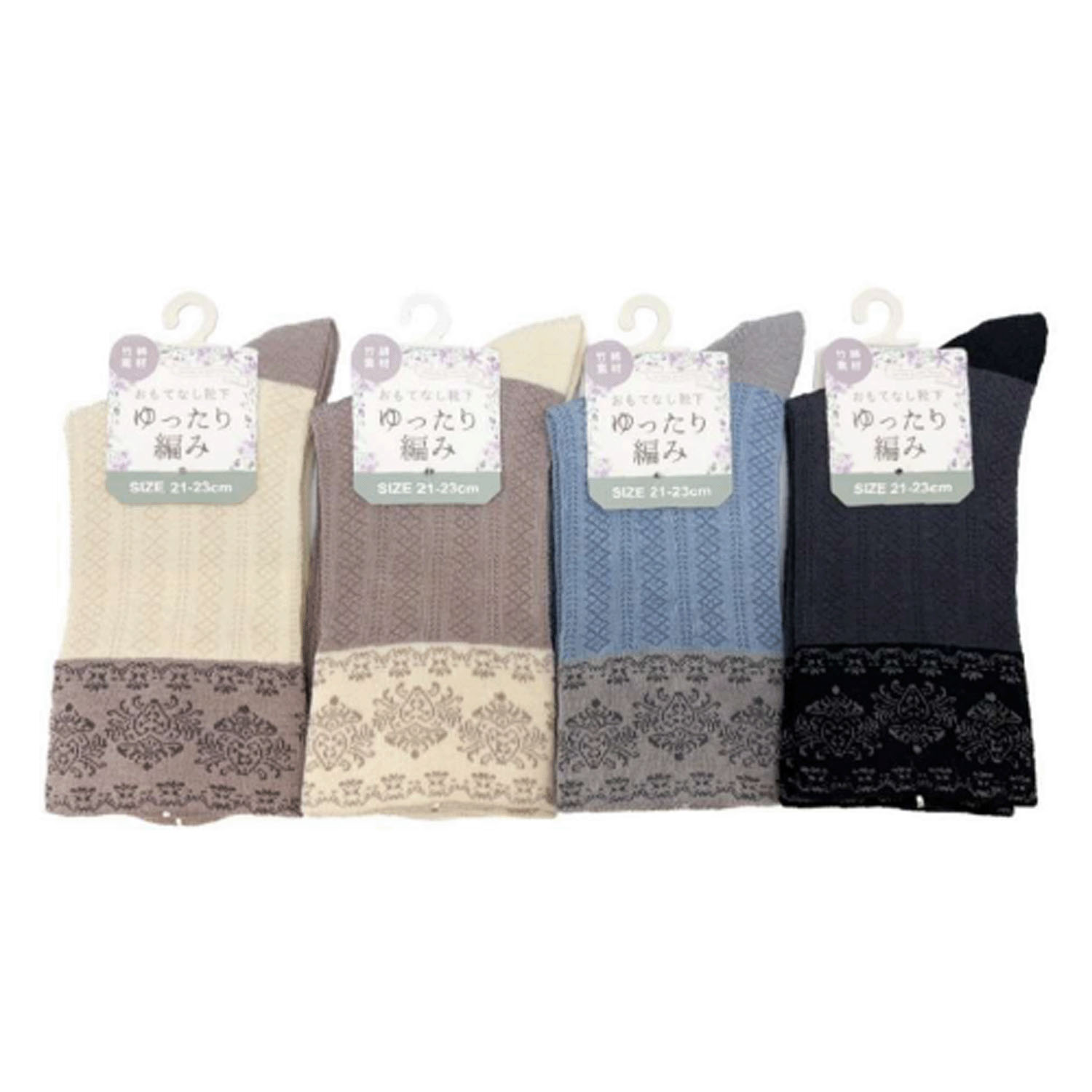 STREAM   ゆったり編み レース柄  クルー丈 靴下 - 画像1