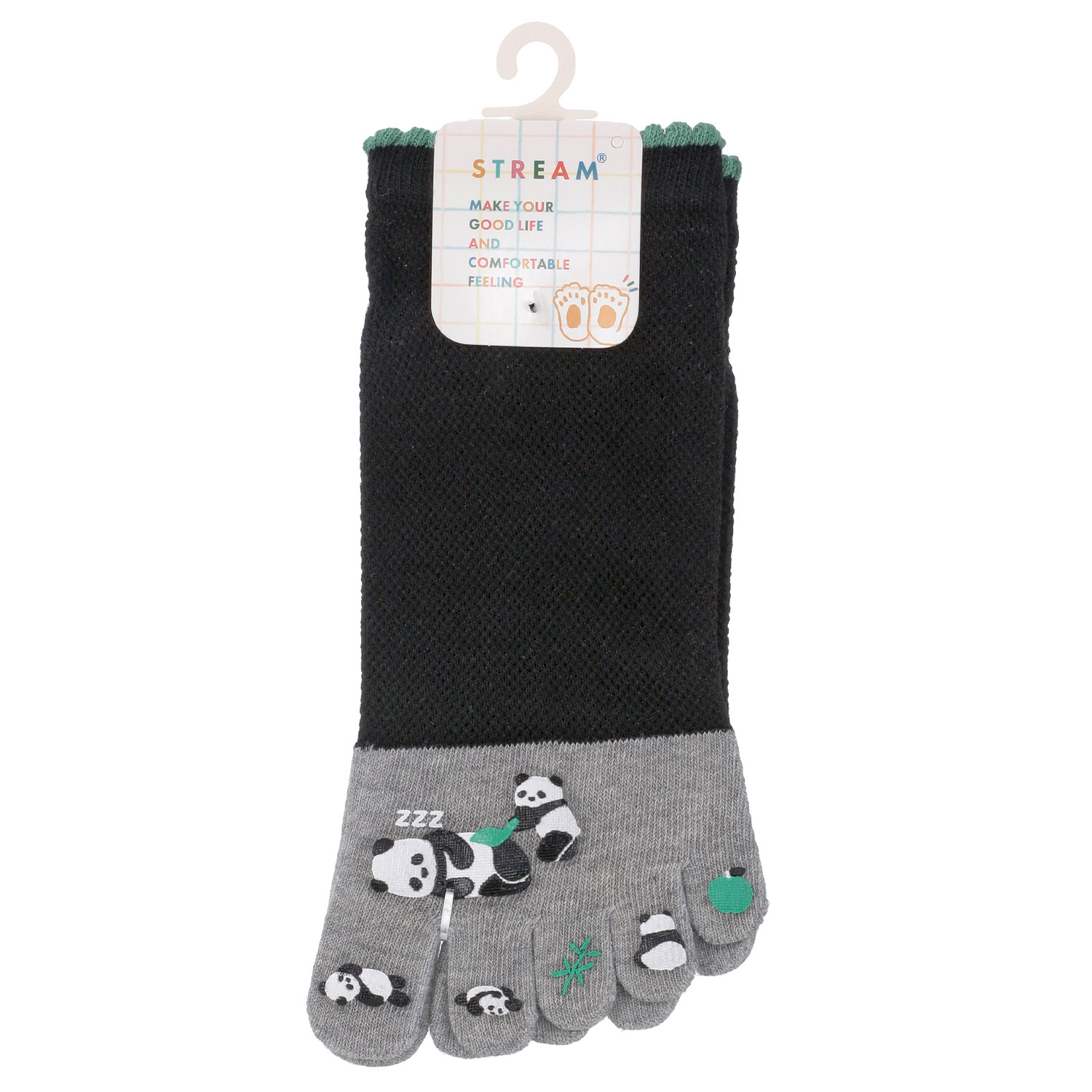 STREAM 5本指 眠たいパンダ スニーカー丈 靴下 - 画像3