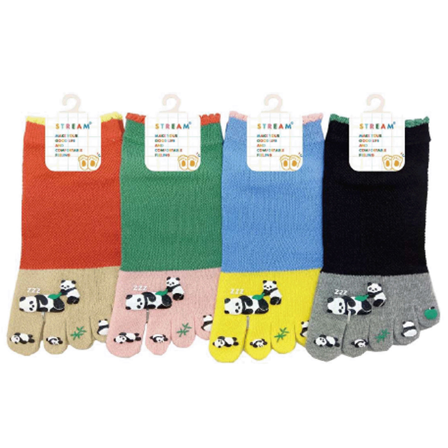 STREAM 5本指 眠たいパンダ スニーカー丈 靴下 - 画像1