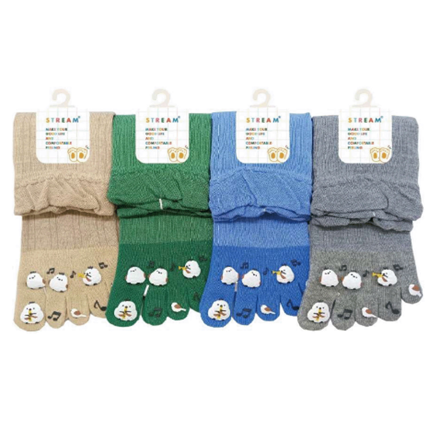 STREAM 5本指 シマエナガ 音楽会 クルー丈 靴下 - 画像1