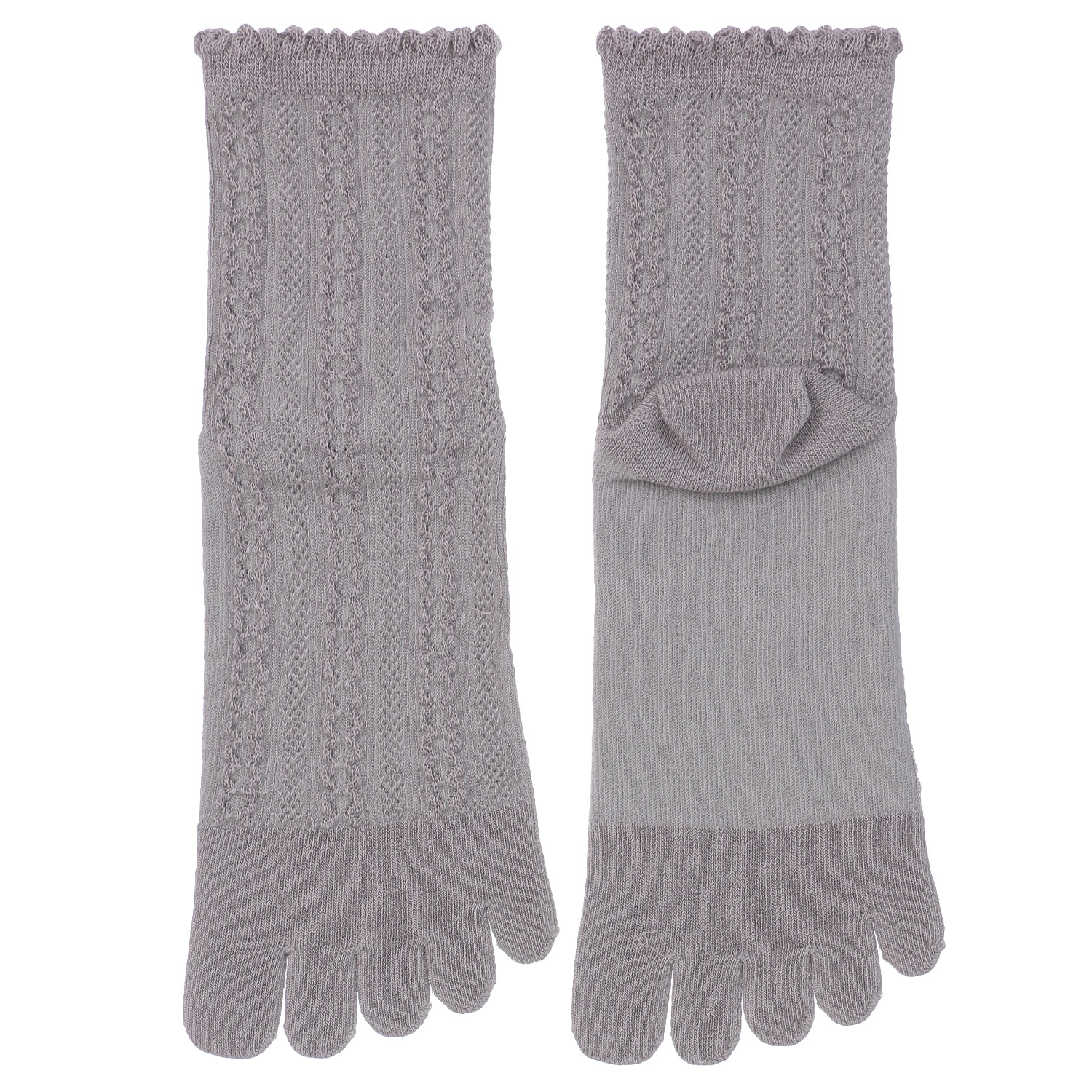 STREAM 5本指 ゆったり編み フロート縄柄 クルー丈 靴下 - 画像3