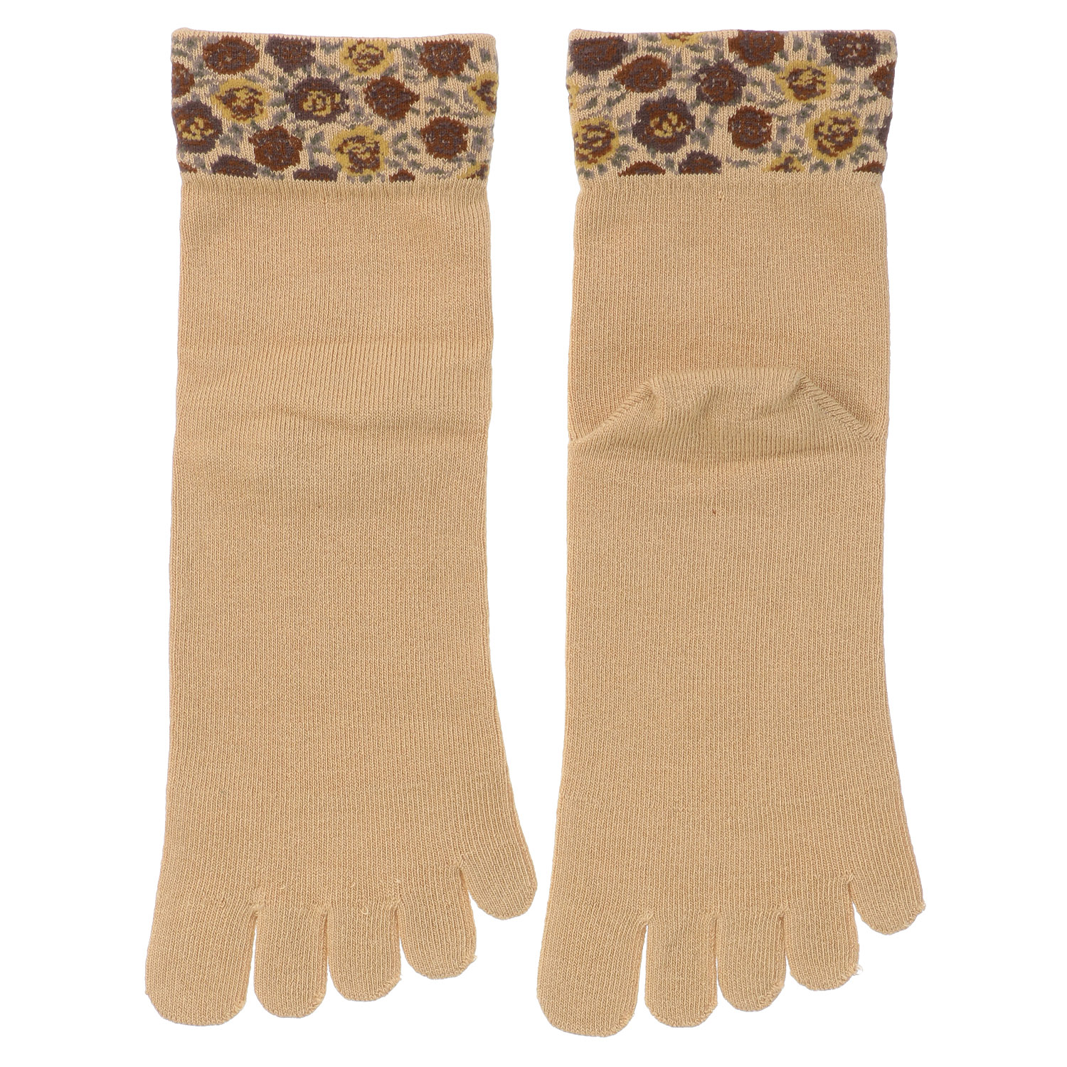 STREAM 5本指 ゆったり編み 履き口バラ柄  クルー丈 靴下 - 画像3