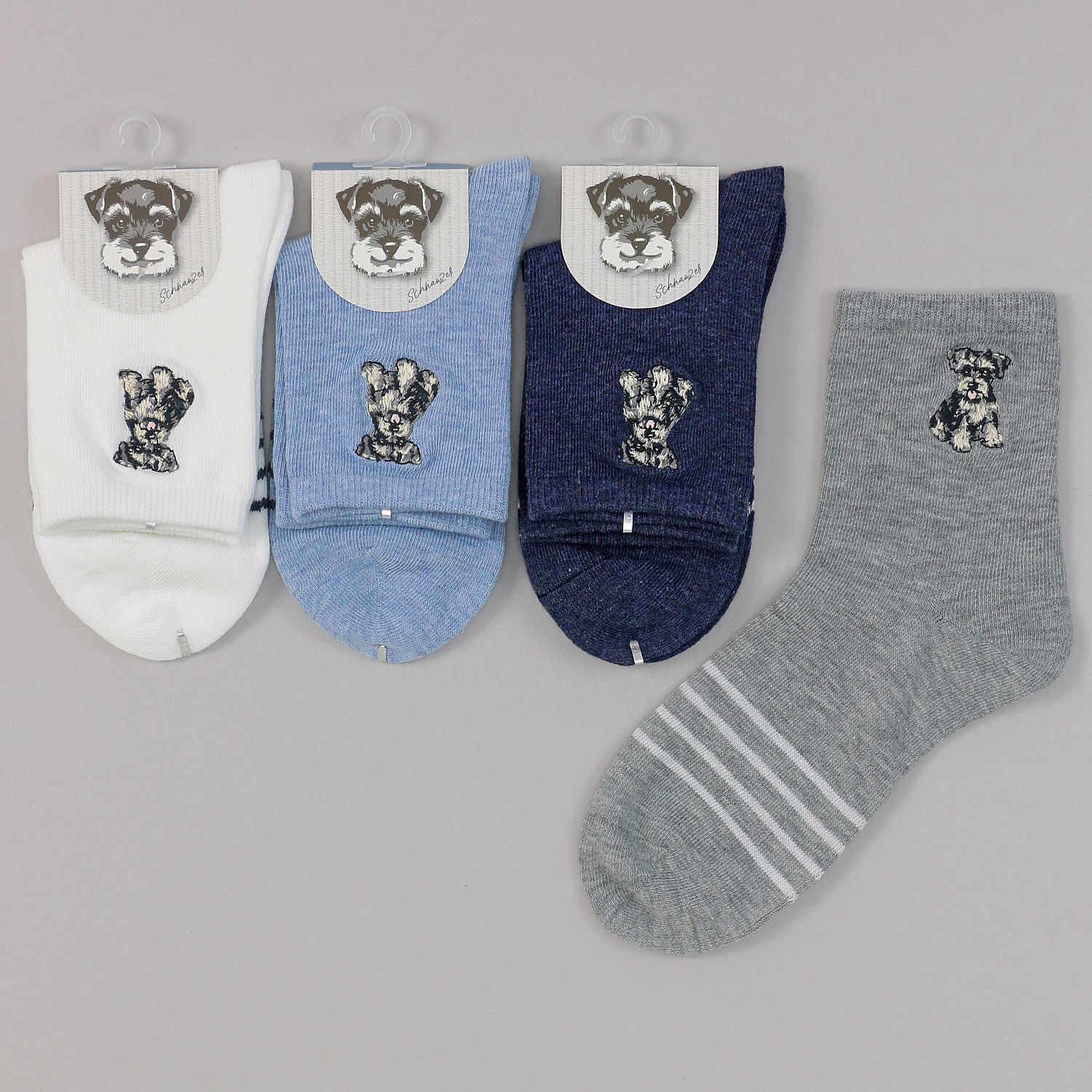 ロークルー丈 シュナウザー刺繍ライン