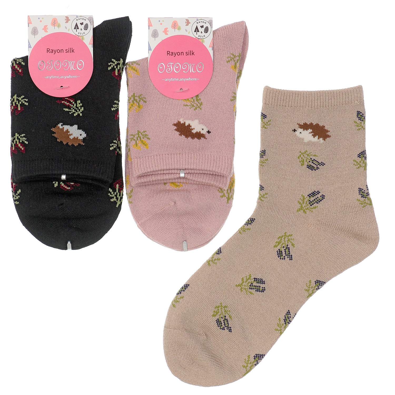 ロークルー丈 レーヨンシルク混 ハリネズミ