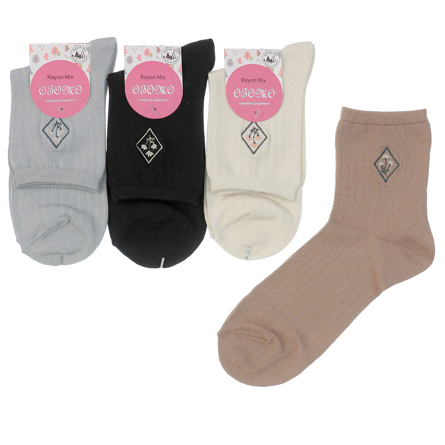 ロークルー丈 フラワー刺繍スパイラル畔 - 画像1