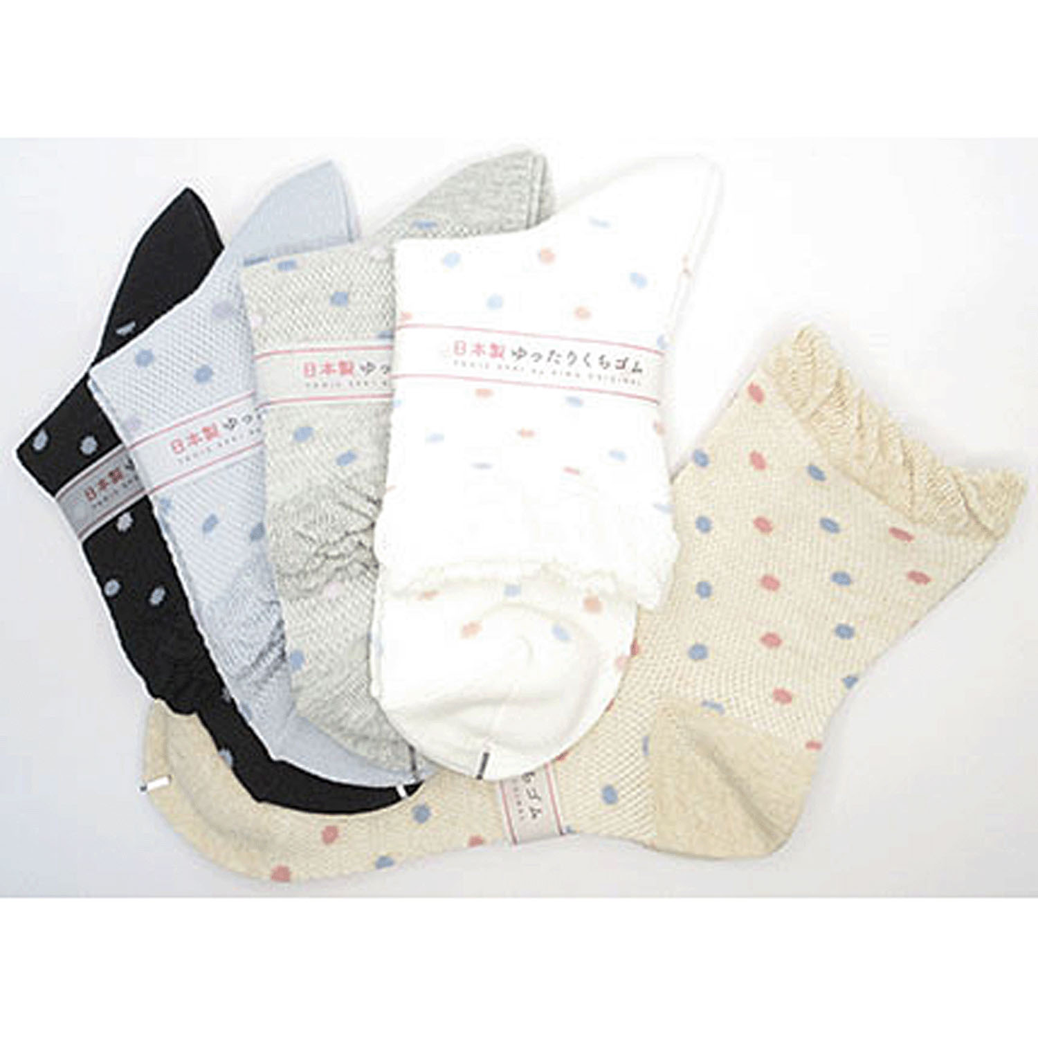 クルーソックス マルチカラードット総メッシュ