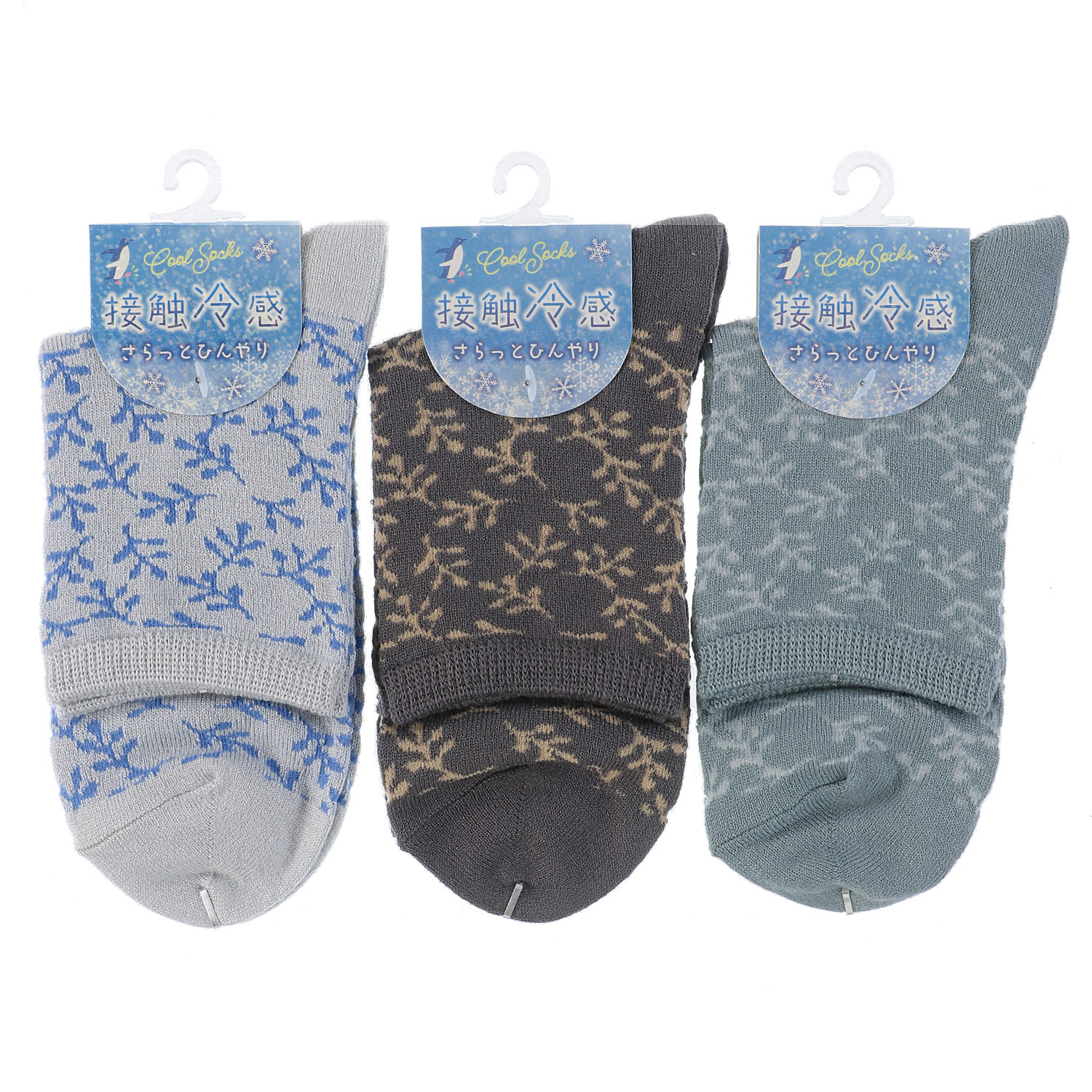 接触冷感 ロークルー丈 スパイラルリーフ - 画像1