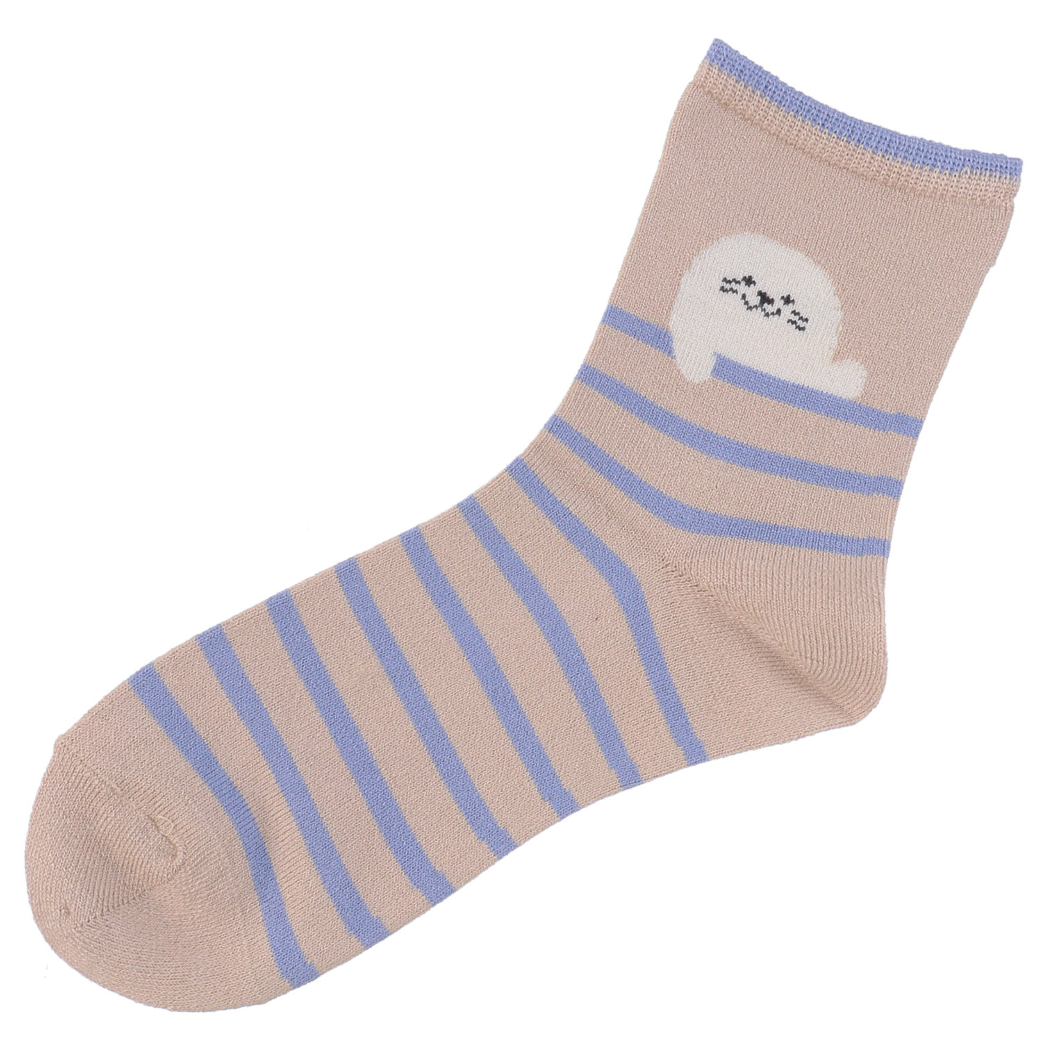 接触冷感 ロークルー丈 お手振りアザラシボーダ－ - 画像2