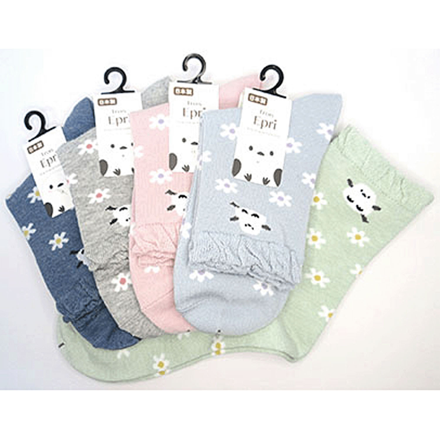 クルーソックス シマエナガと花柄