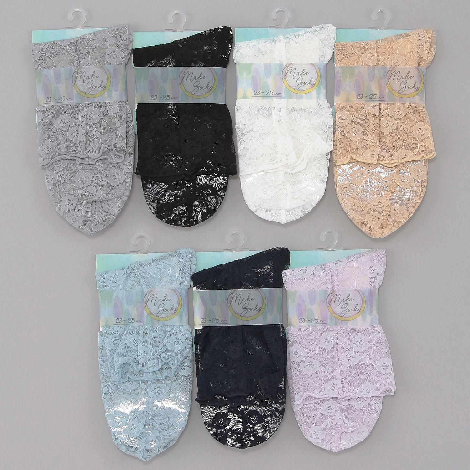 花柄総レース クルーソックス 7色展開 - 画像1