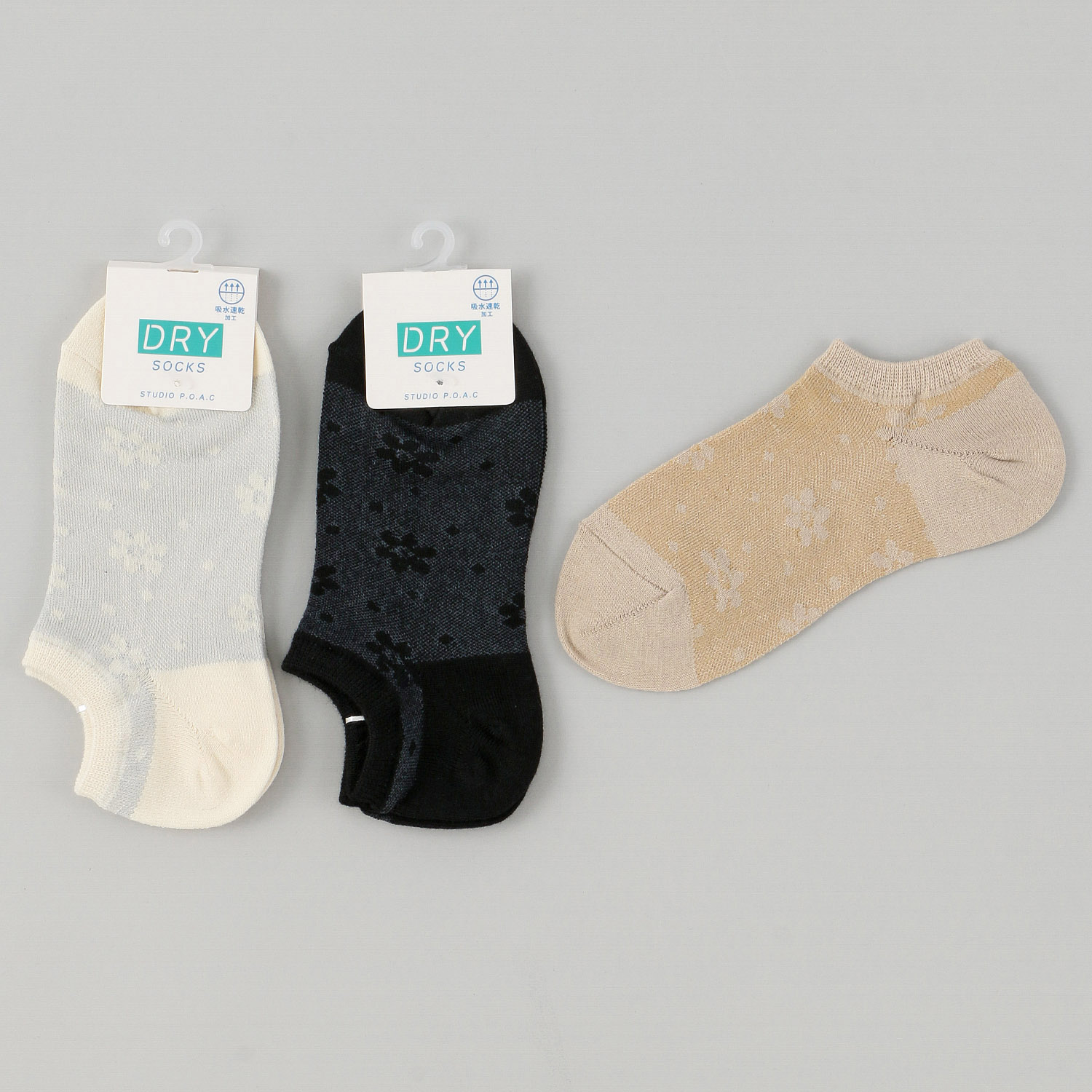 スニーカー丈 吸水速乾 メッシュ花 - 画像1