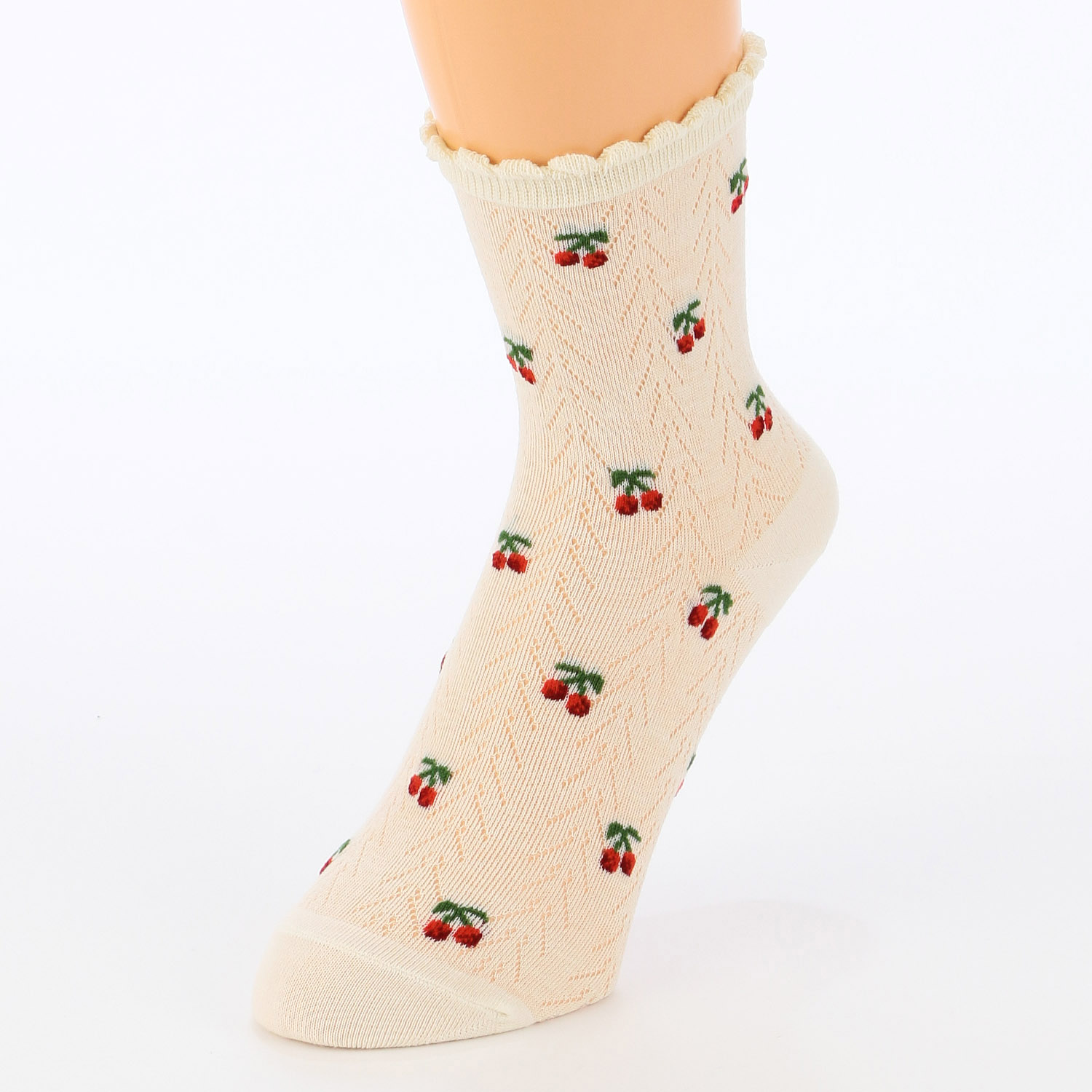 bonbon ロークルー レース風メッシュ チェリー【在庫限り】 - 画像3