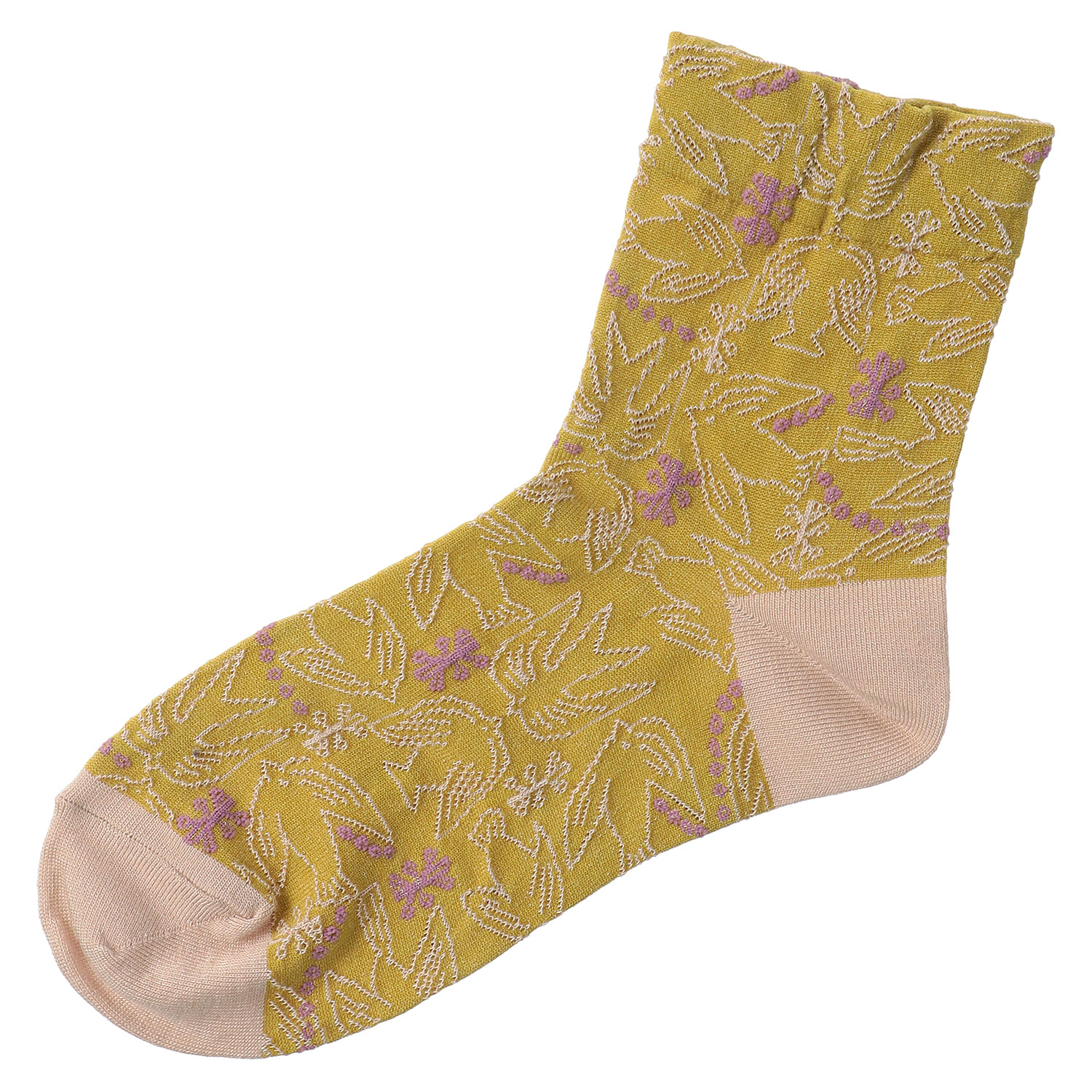 ひやりん抗菌防臭 ロークルー丈 バード柄 - 画像2