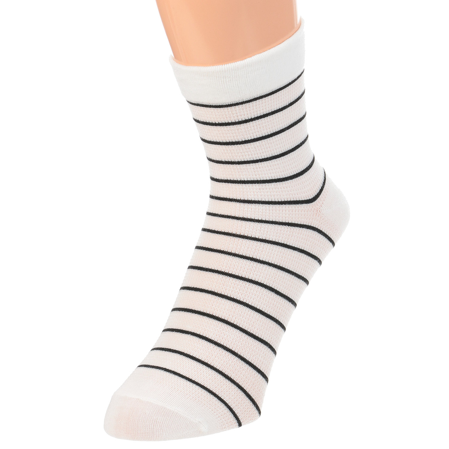 ひやりん冷感 ロークルー丈 ワッフルボーダ－柄 - 画像3