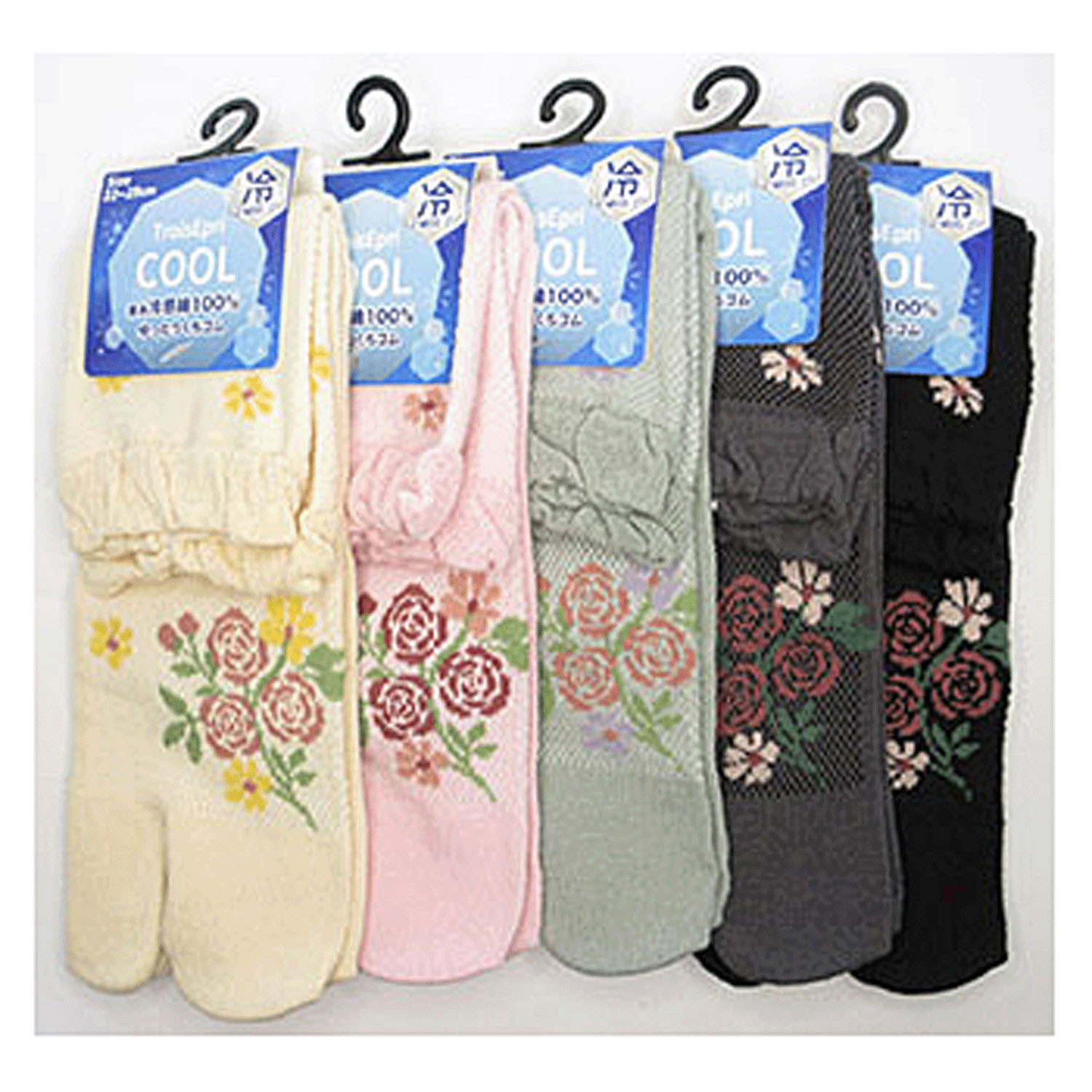 足袋 冷感 総メッシュ＋花柄ワンポイント - 画像1