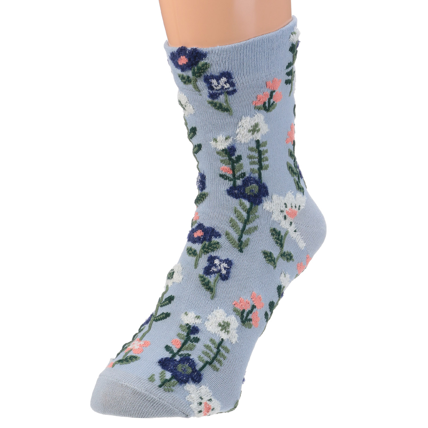 クルー丈丈 モール花柄 靴下 - 画像2