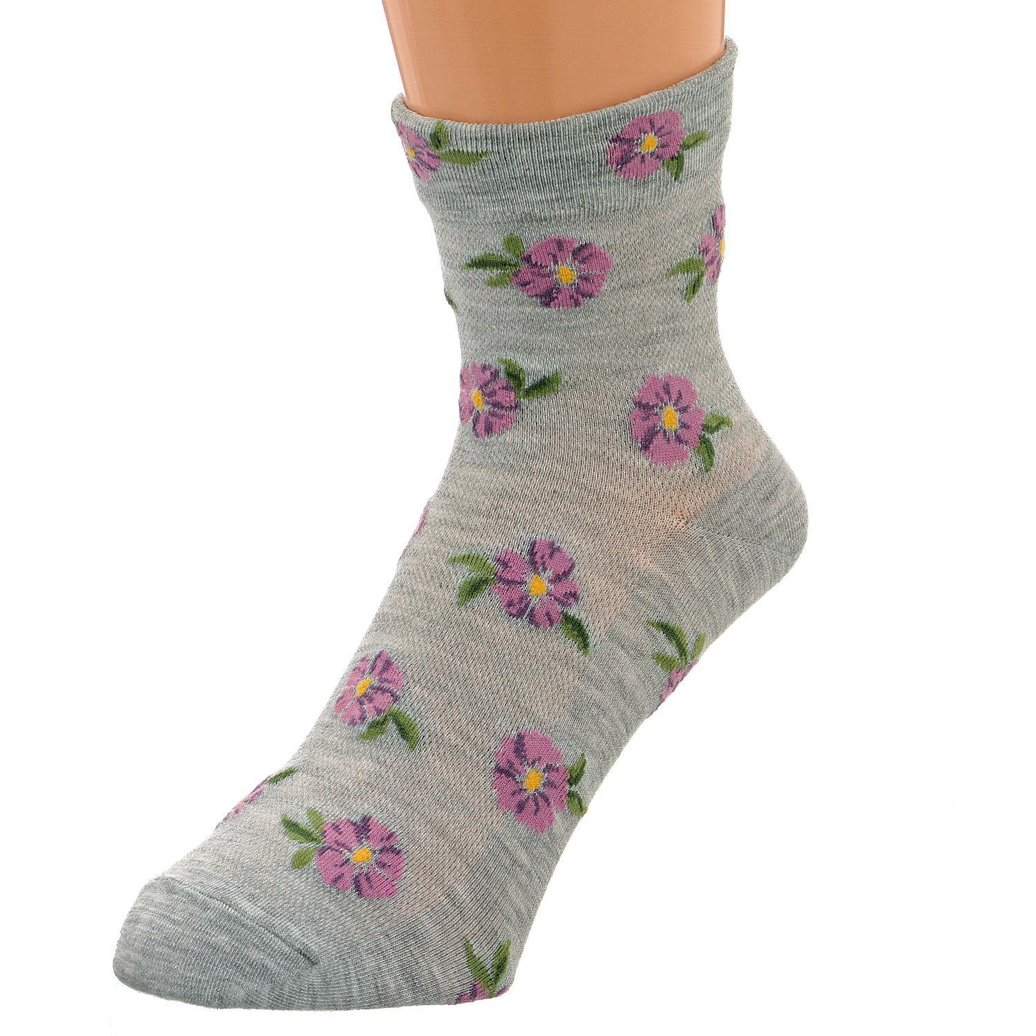 クルー丈 接触冷感 花柄  靴下 - 画像2