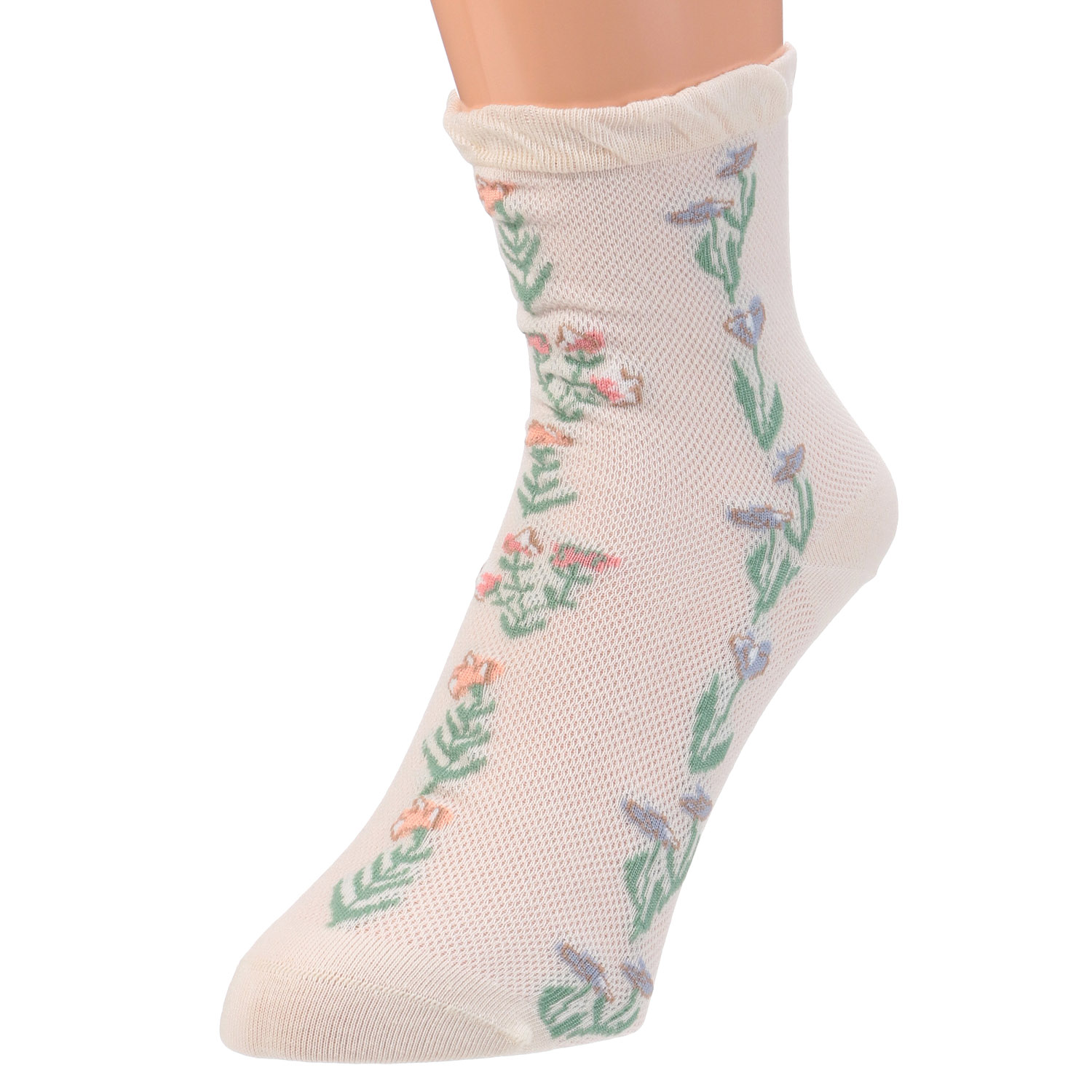 クルー丈 メッシュ 表糸綿100％ 靴下 - 画像2