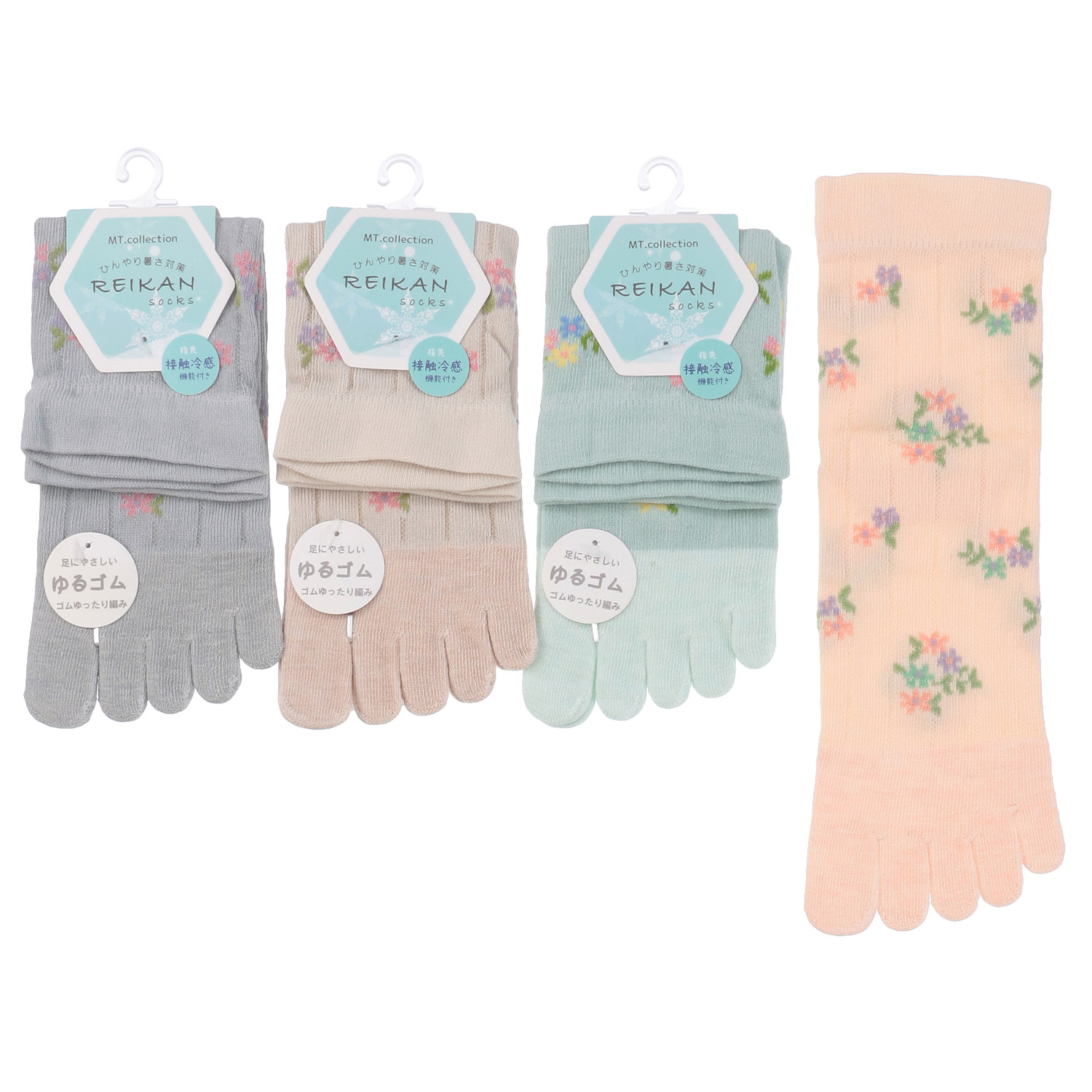 クルー丈 5本指  指先接触冷感 靴下 - 画像1