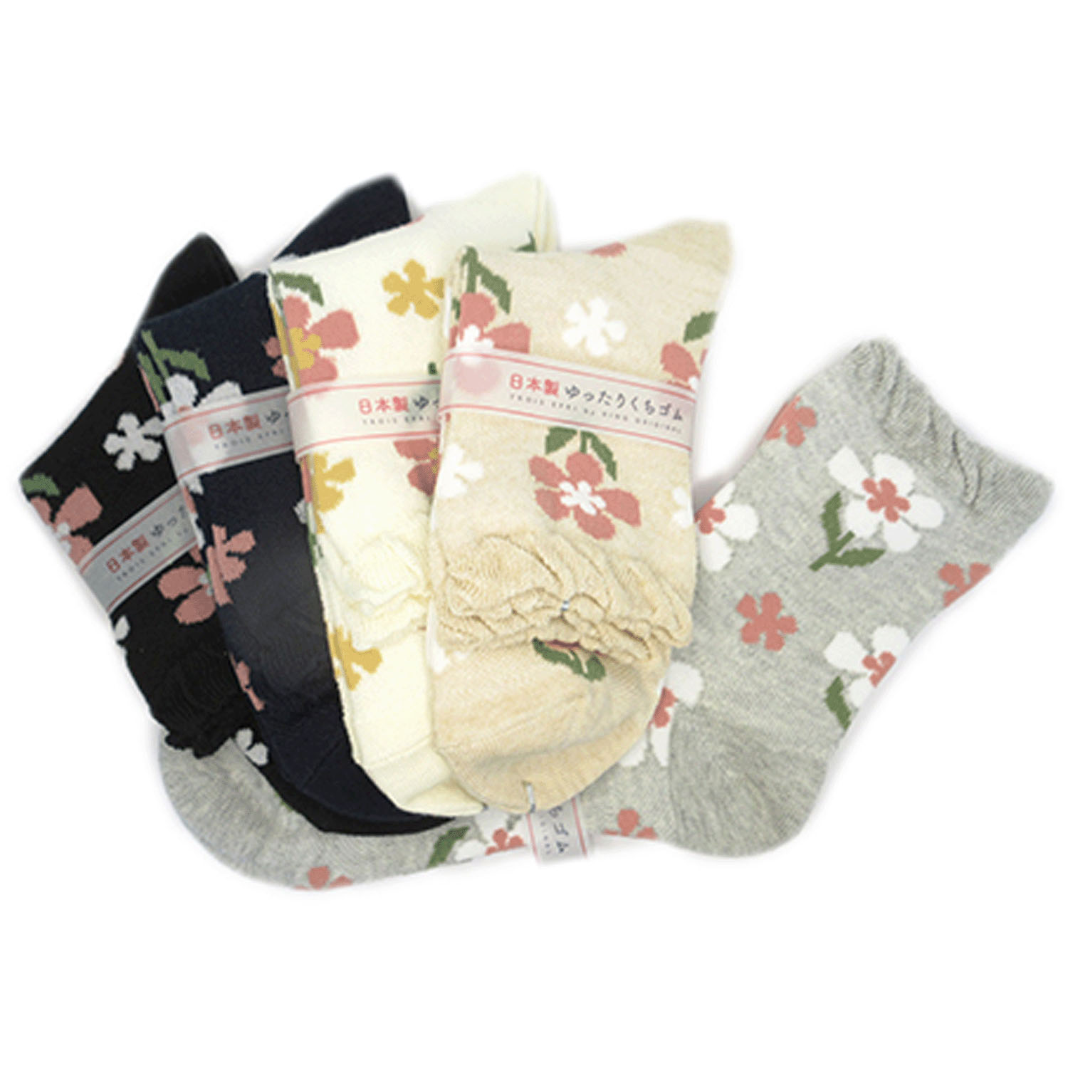 クルーソックス 総メッシュ 花柄 - 画像1