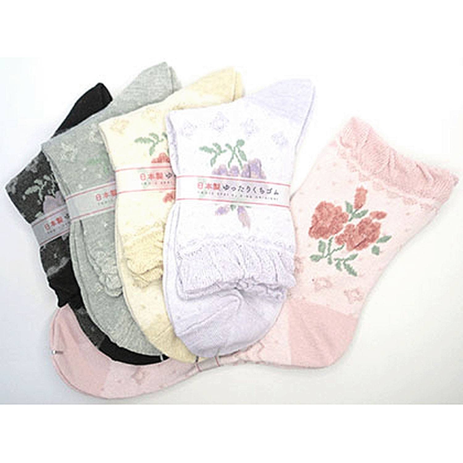 クルーソックス 小寸（21－23cm）フロート花柄 - 画像1