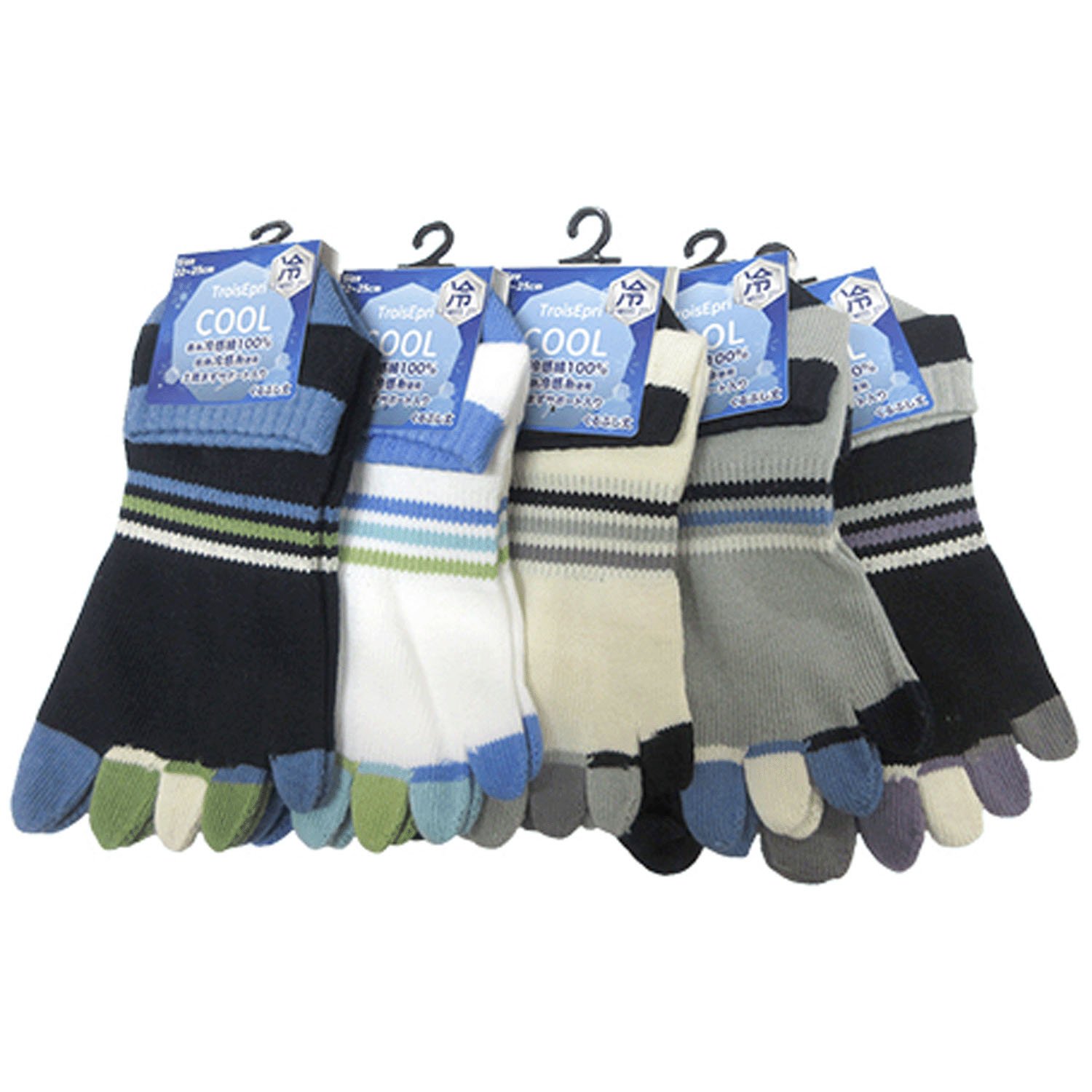 5本指 冷感 ボーダー - 画像1