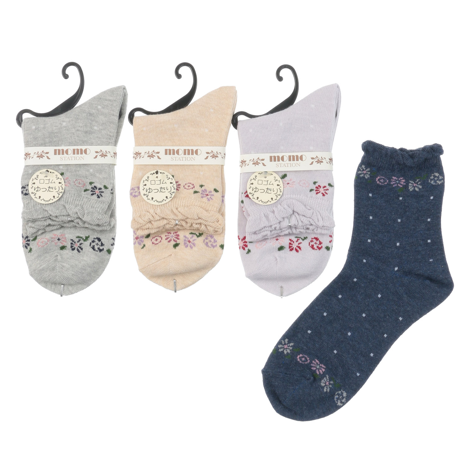 クルー 花ドット 靴下 - 画像1