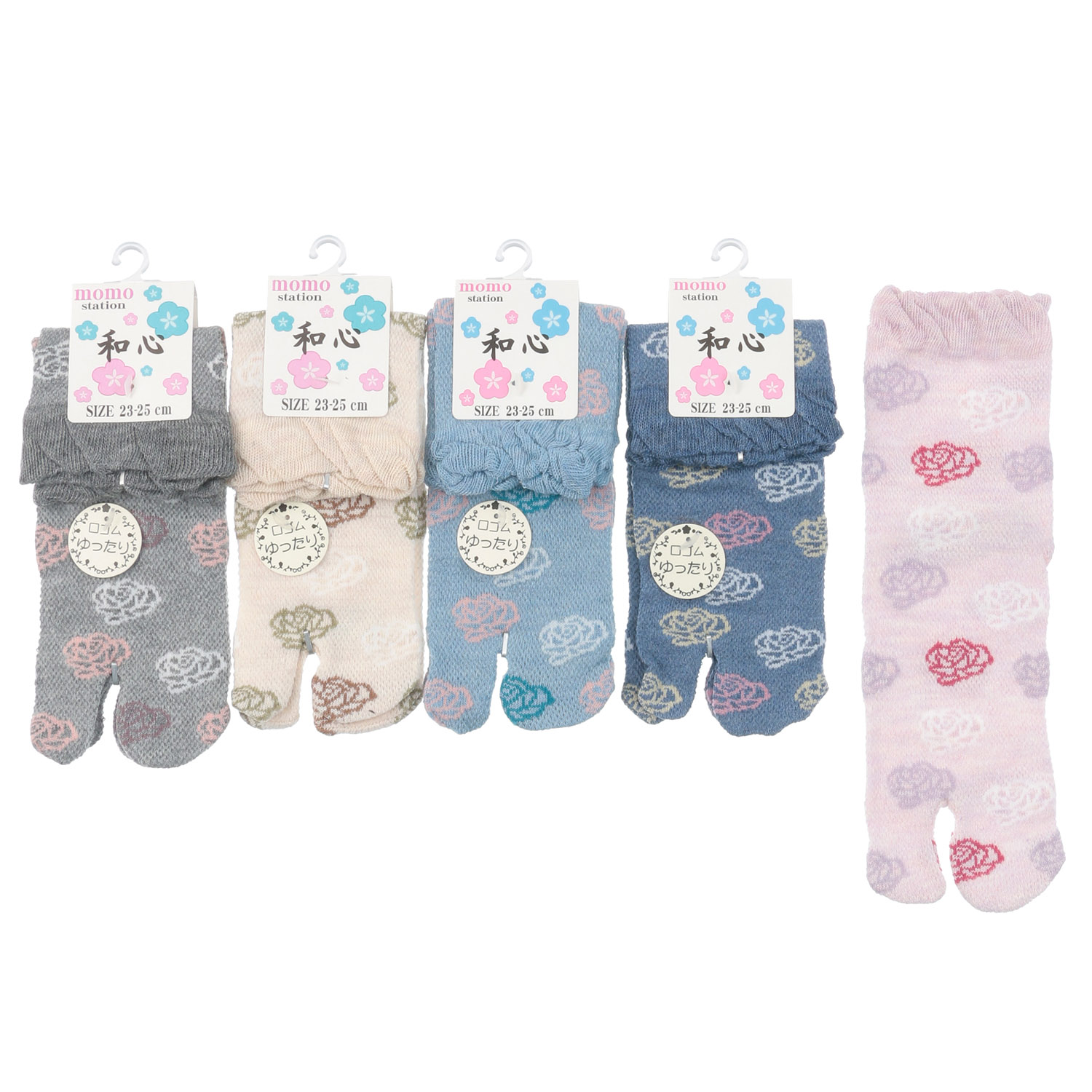 足袋 鹿の子編み 薔薇 靴下 - 画像1