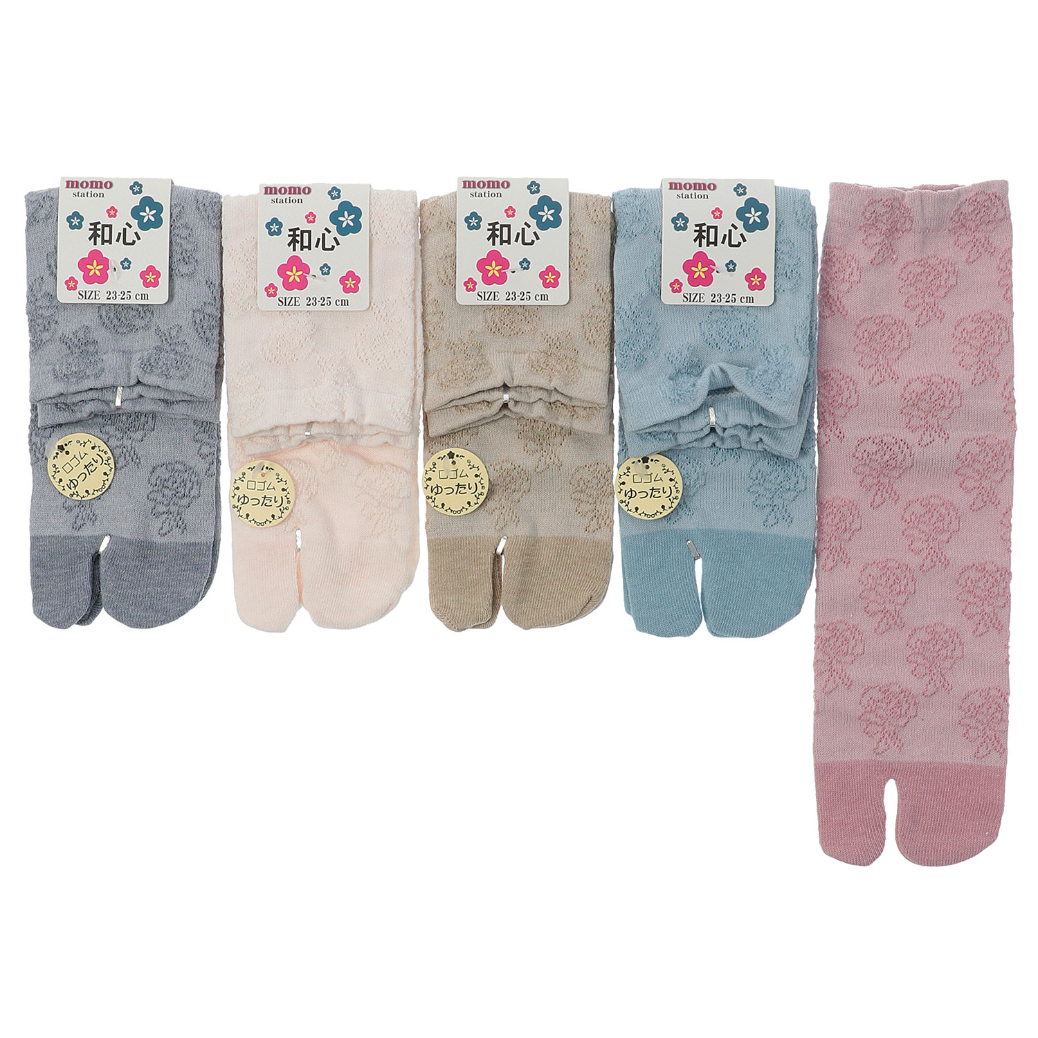 足袋 クルー フロート薔薇柄 - 画像1