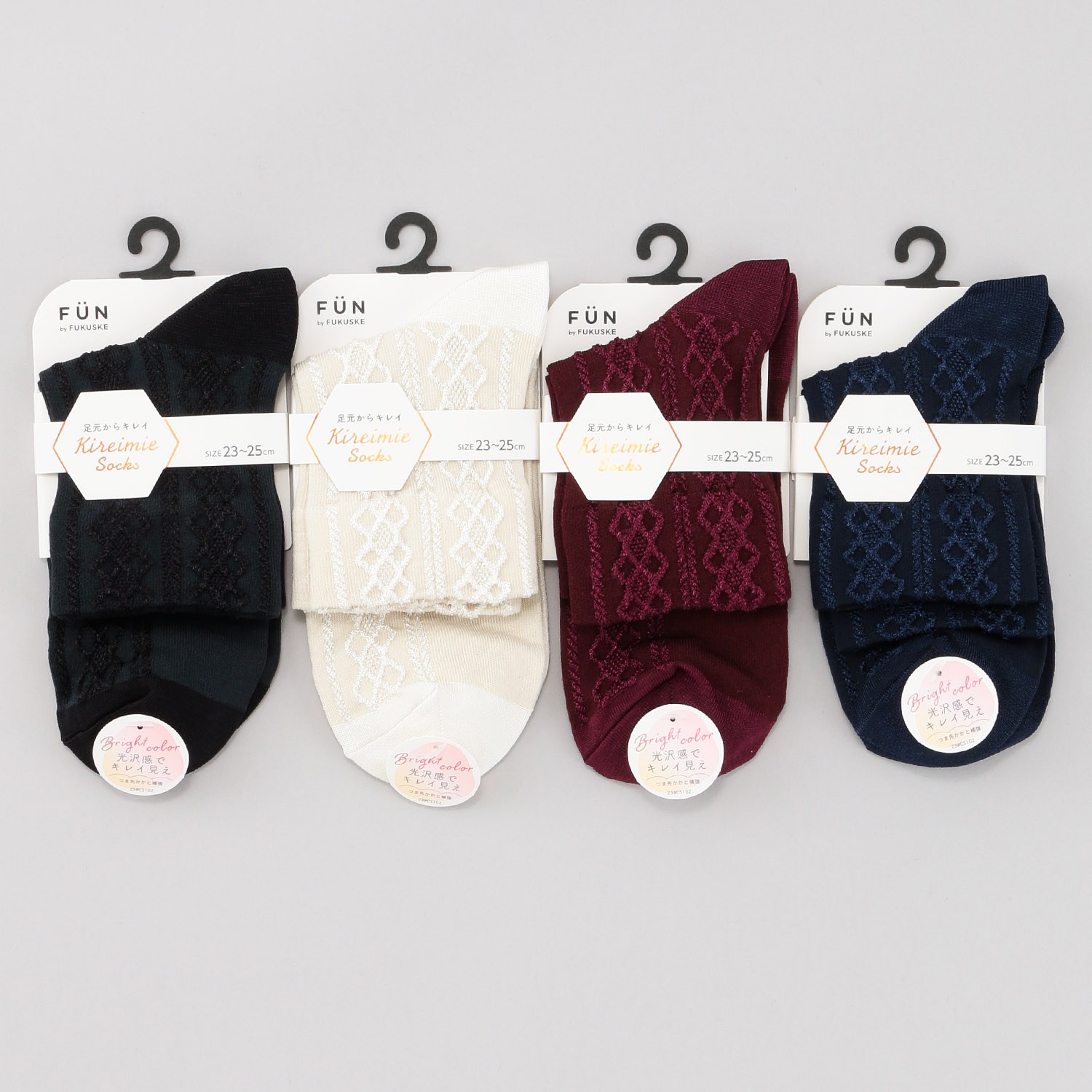 fukusuke FUN 光沢フロート クルー丈ソックス【在庫限り】 - 画像1