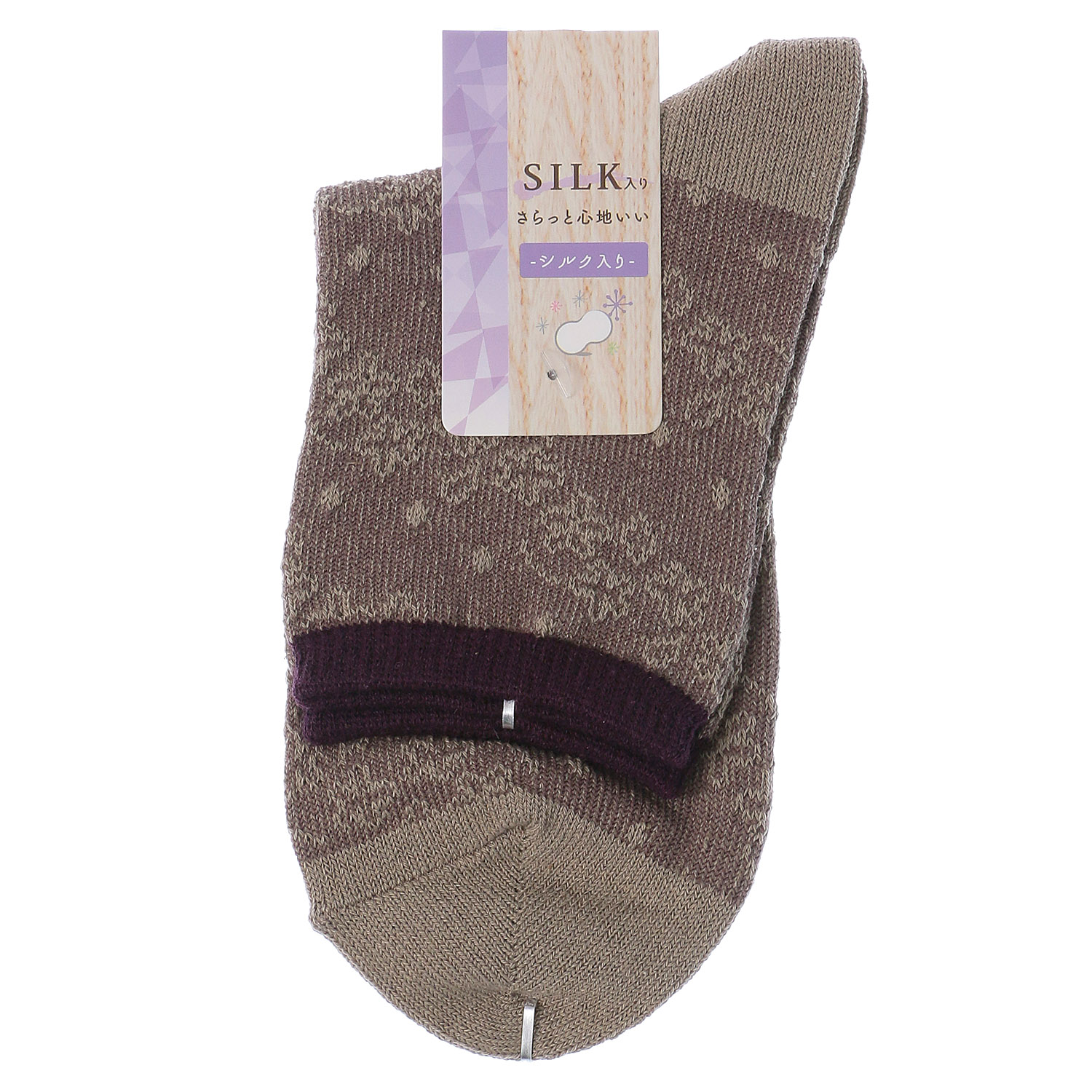 シルク入り ロークルー丈 バイカラー フロート花柄 靴下【在庫限り】 - 画像2