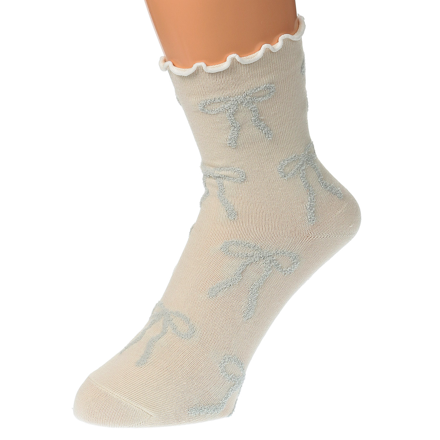 STREAM クルー丈 モールリボン柄 靴下 - 画像3