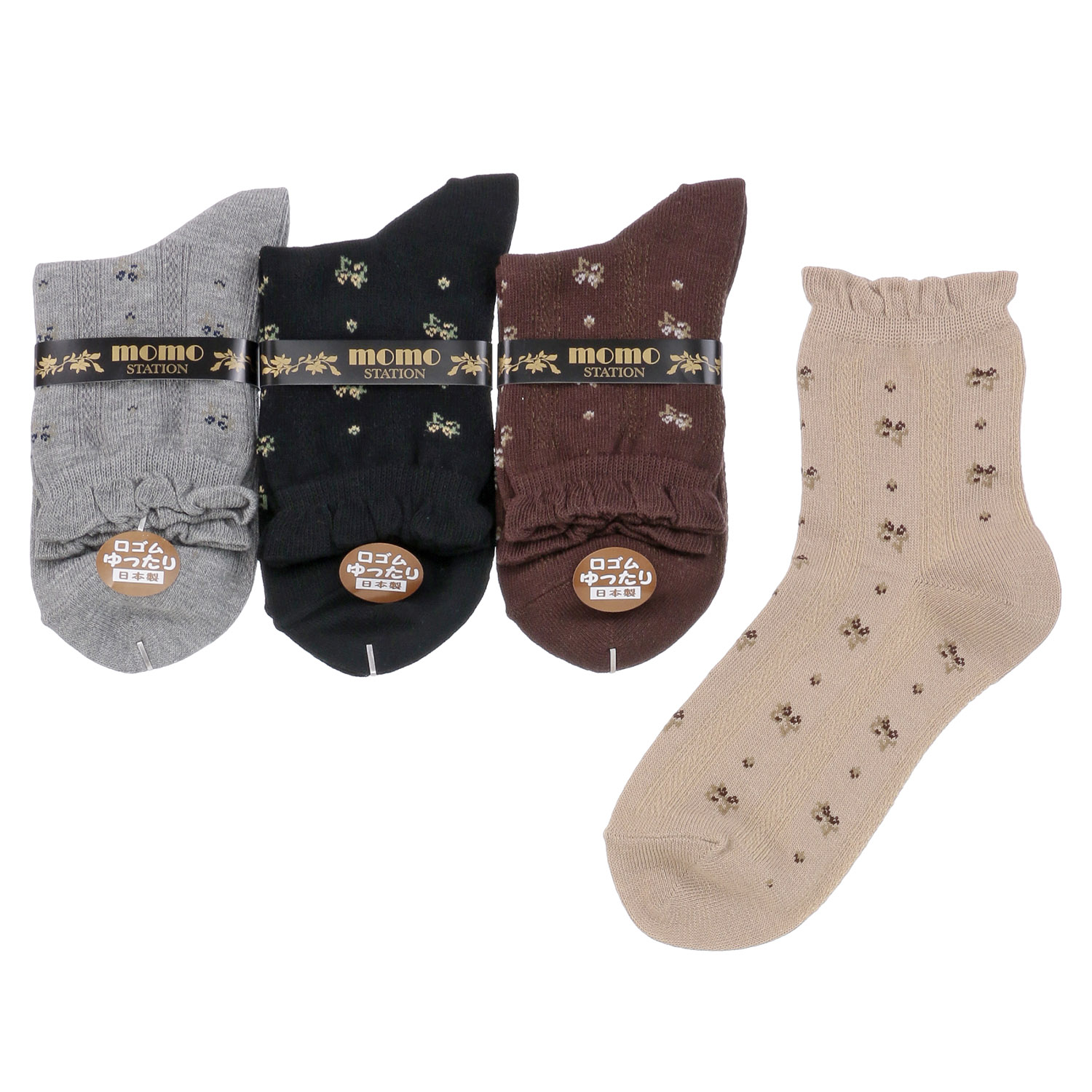 クルー丈 お花柄 靴下【在庫限り】