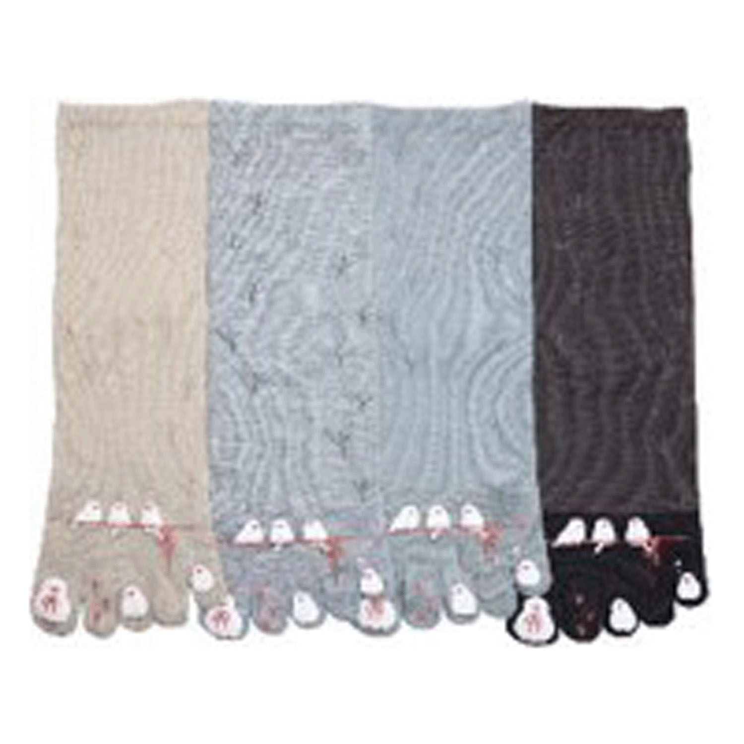 5本指 ロークルー丈 文鳥 ラバープリント スパイラル 足跡柄 靴下【在庫限り】