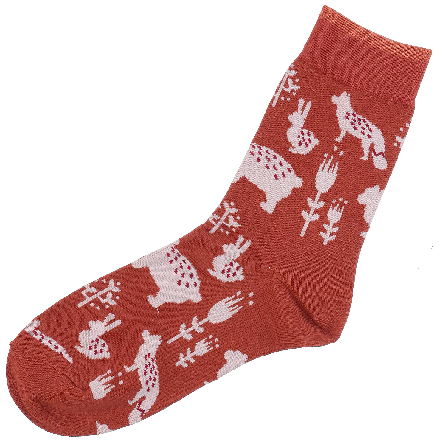 クルー丈  オーガニックコットン 森の動物たち 靴下【在庫限り】 - 画像2