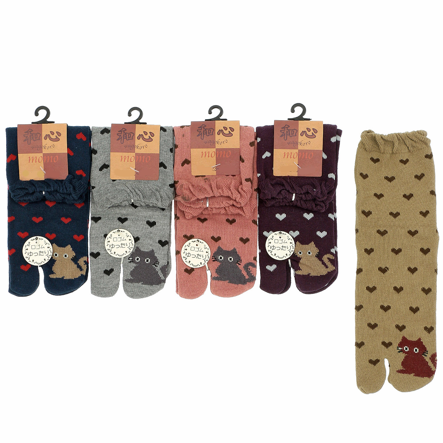 クルー丈 足袋  ねことハート 靴下【在庫限り】