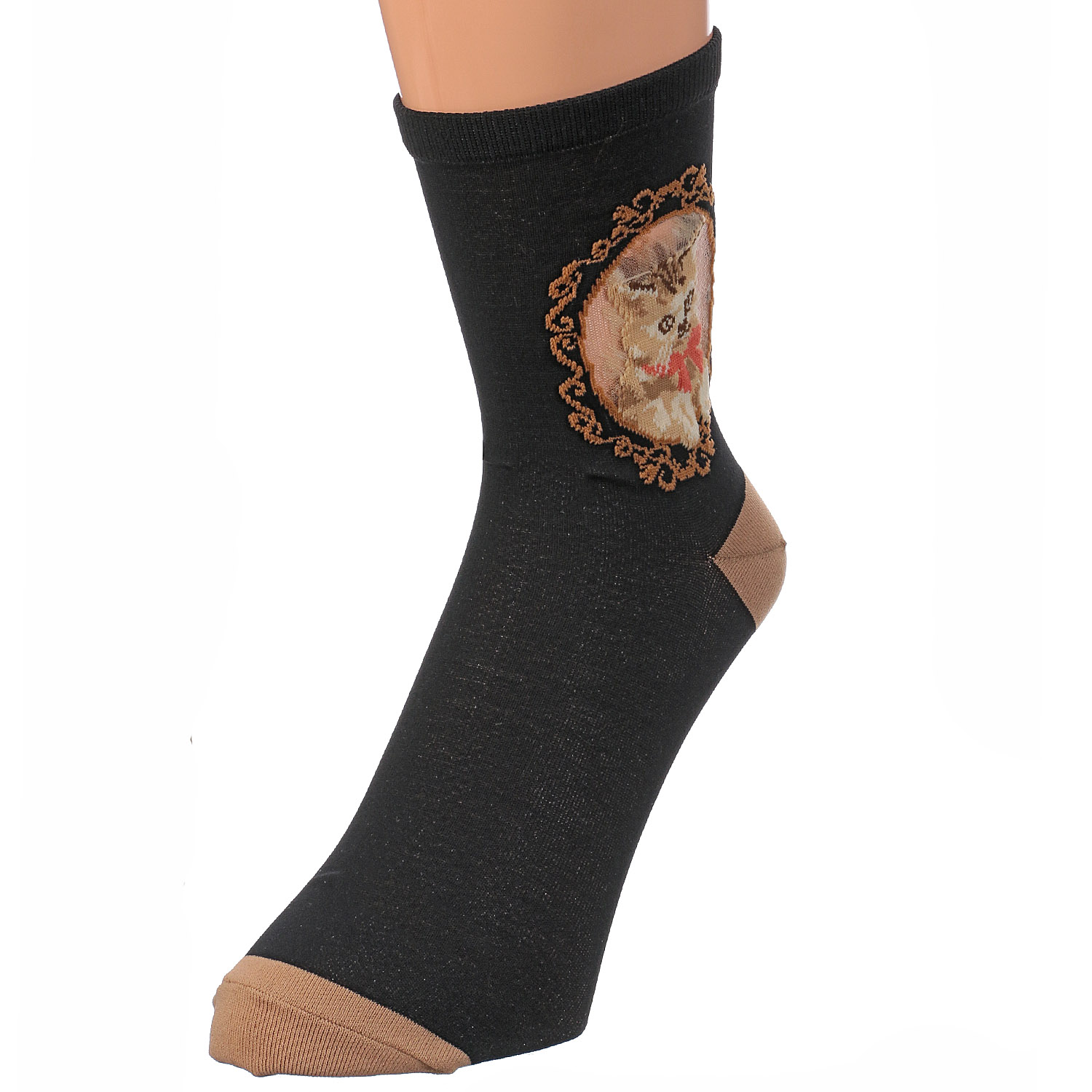 クルー丈 眺める猫  メッシュ 靴下【在庫限り】 - 画像3