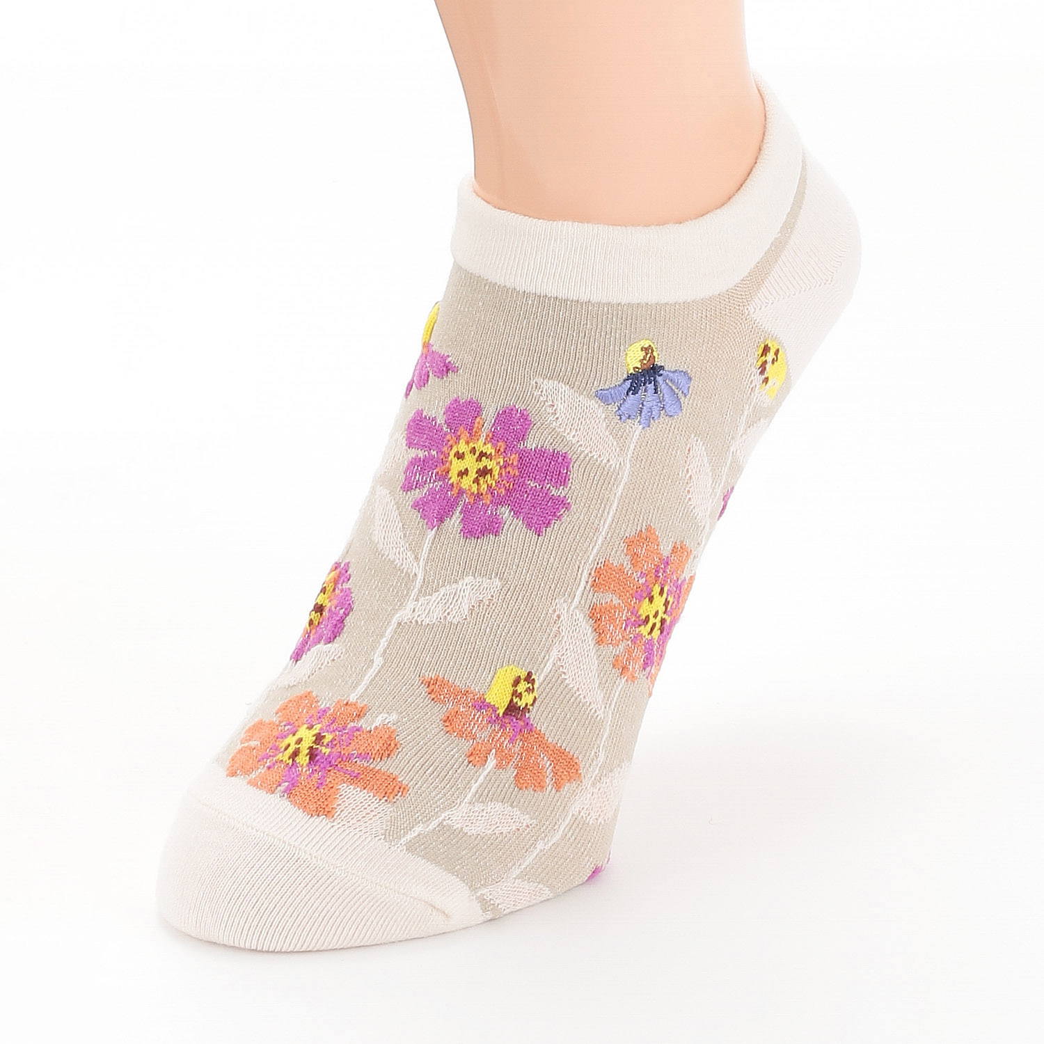 Natural Collection スニーカー丈 コスモス柄ポイント刺繍【在庫限り】 - 画像2