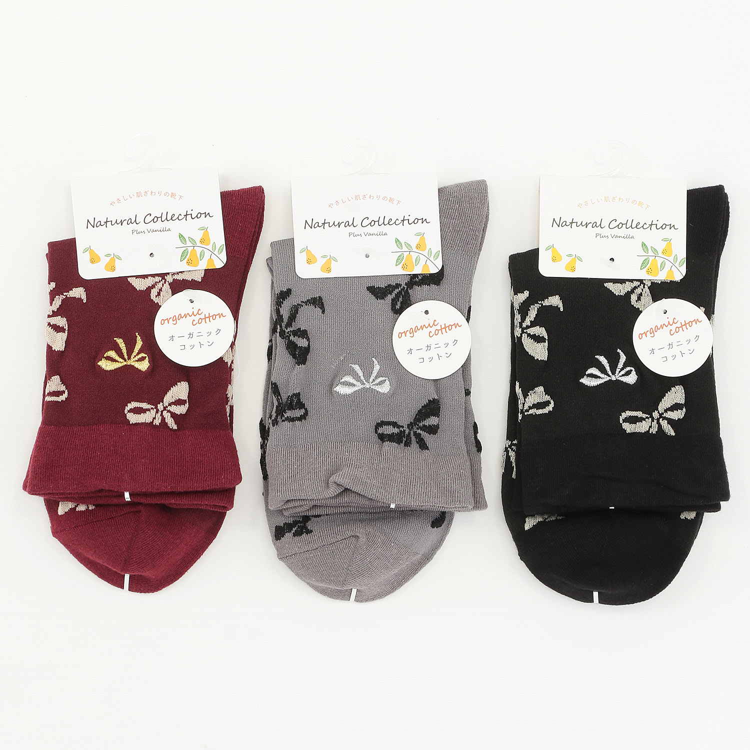 Natural Collection クルー丈 リボン総柄リボン刺繍付き【在庫限り】