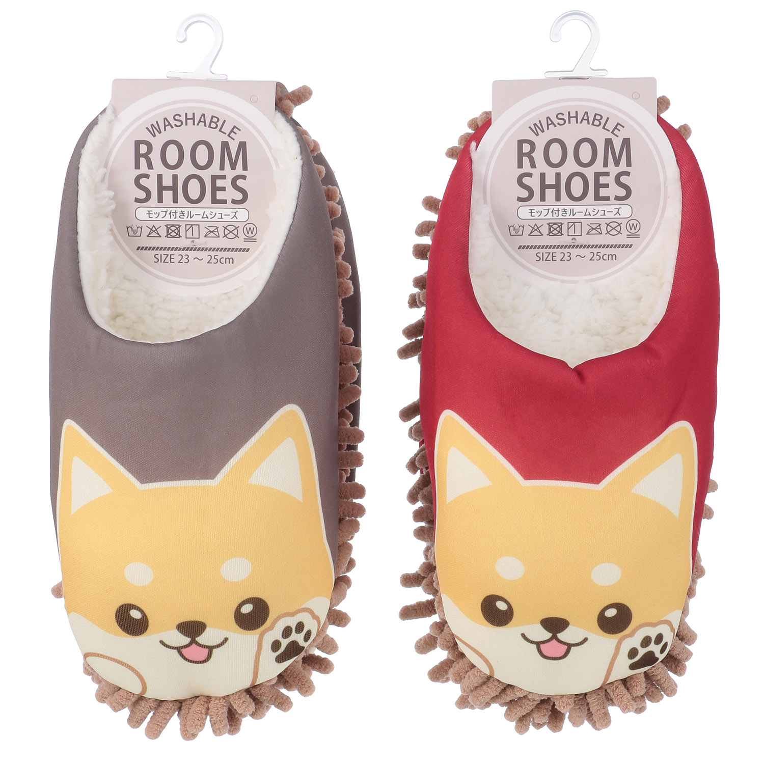 モップ付き 裏ボア ルームシューズ  柴犬【在庫限り】 - 画像1