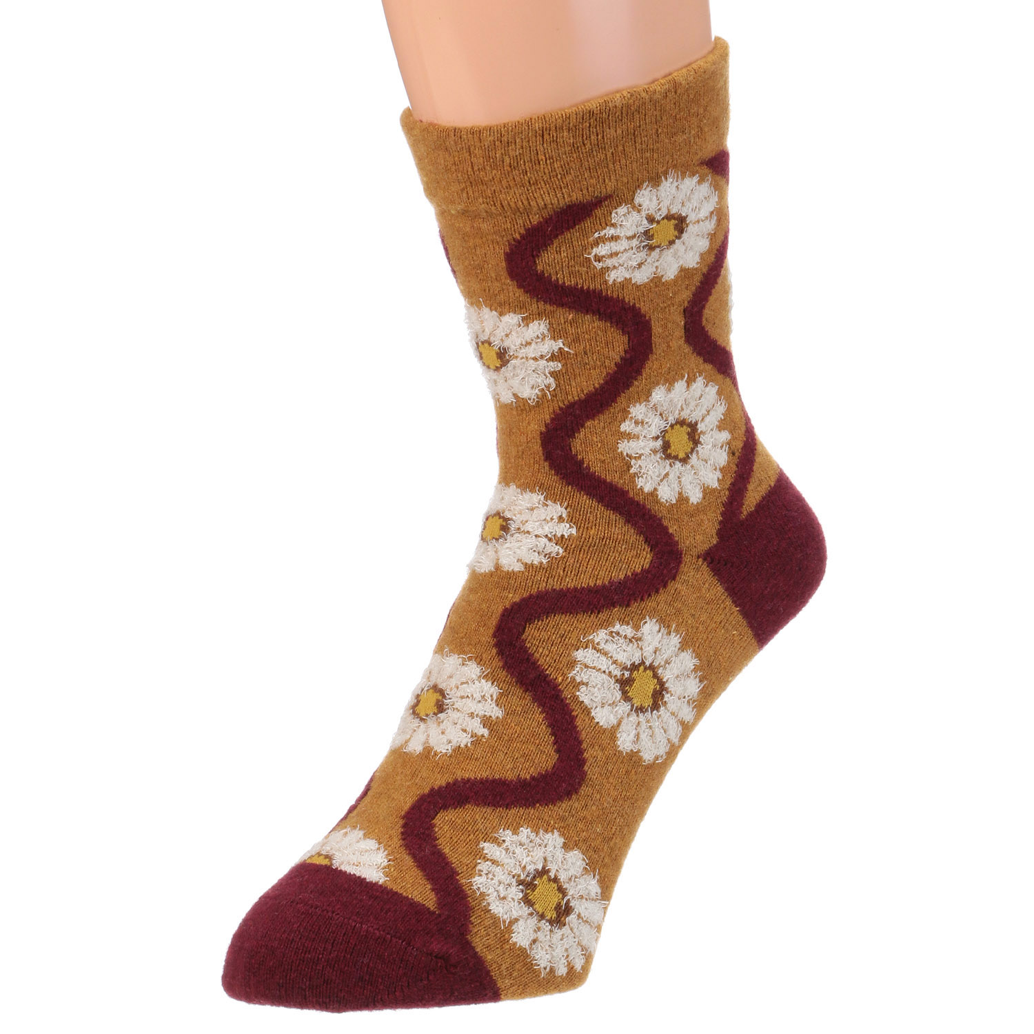 Natural Collection クルー丈 ウールメランジ パターンモール花柄【在庫限り】 - 画像3